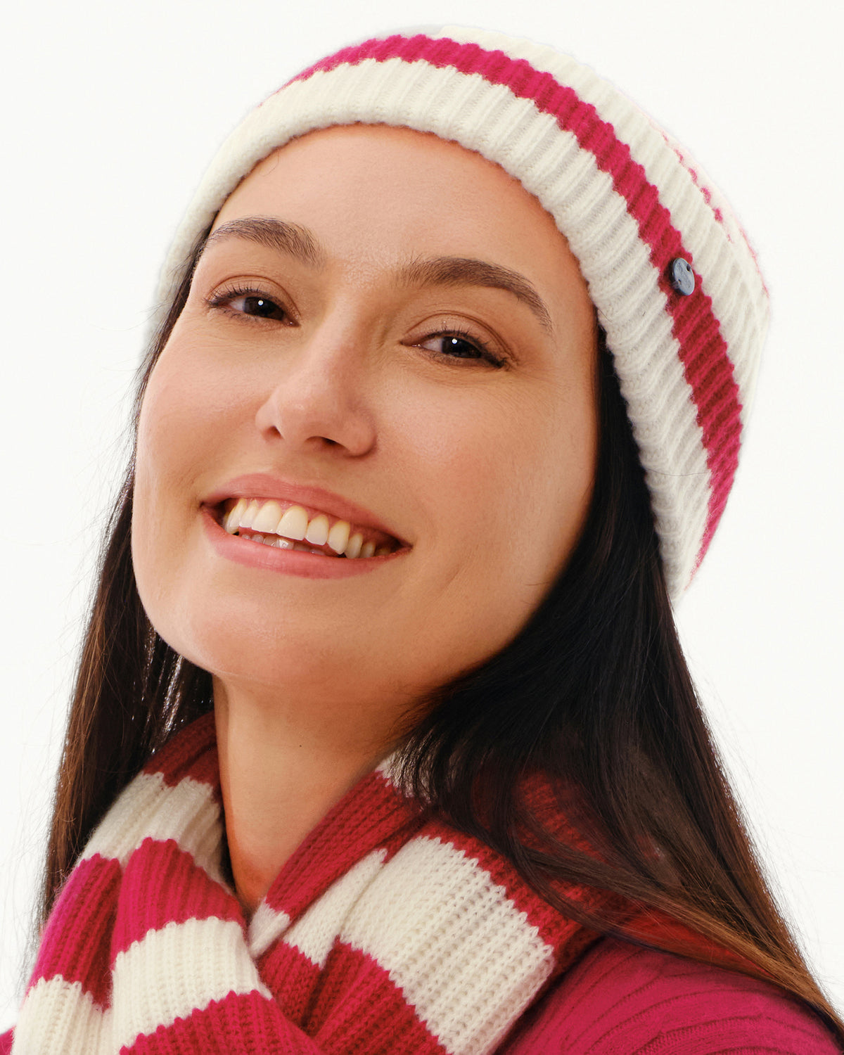 Wool-Cashmere Striped Ribbed Beanie