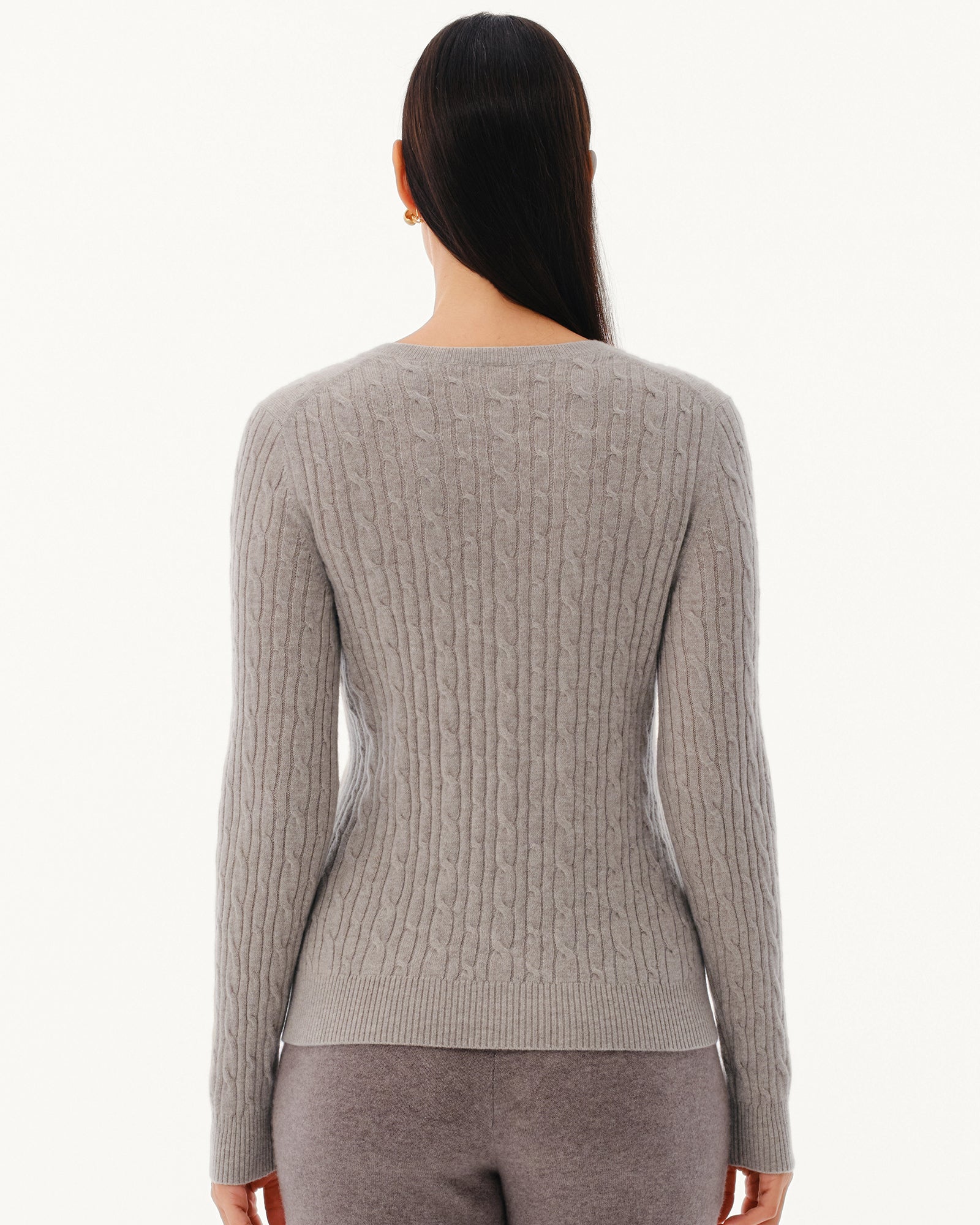 Women's 100% Pure Cashmere Cable Knit V-Neck Sweater