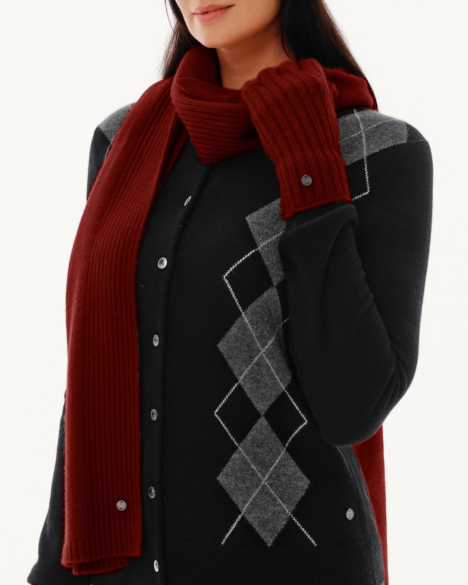 Women's 100% Pure Cashmere Ribbed Scarf