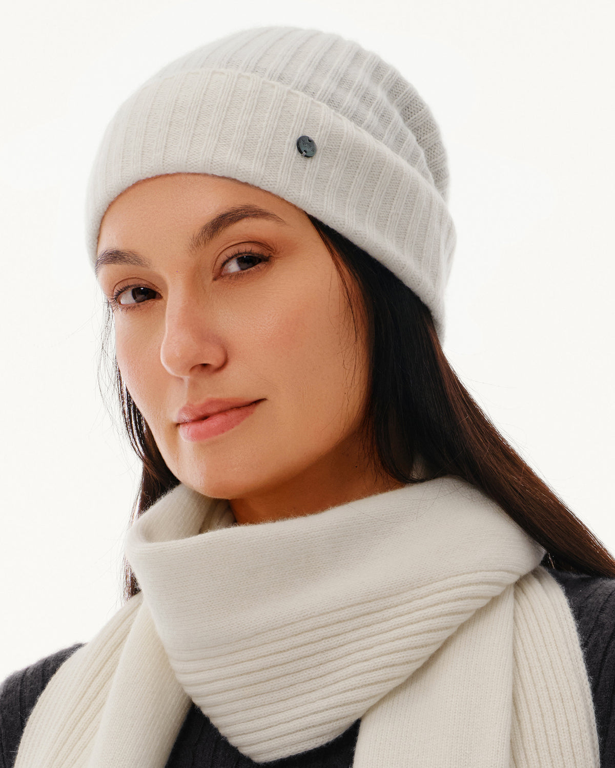 Women's 100% Pure Cashmere Ribbed Cuff Beanie