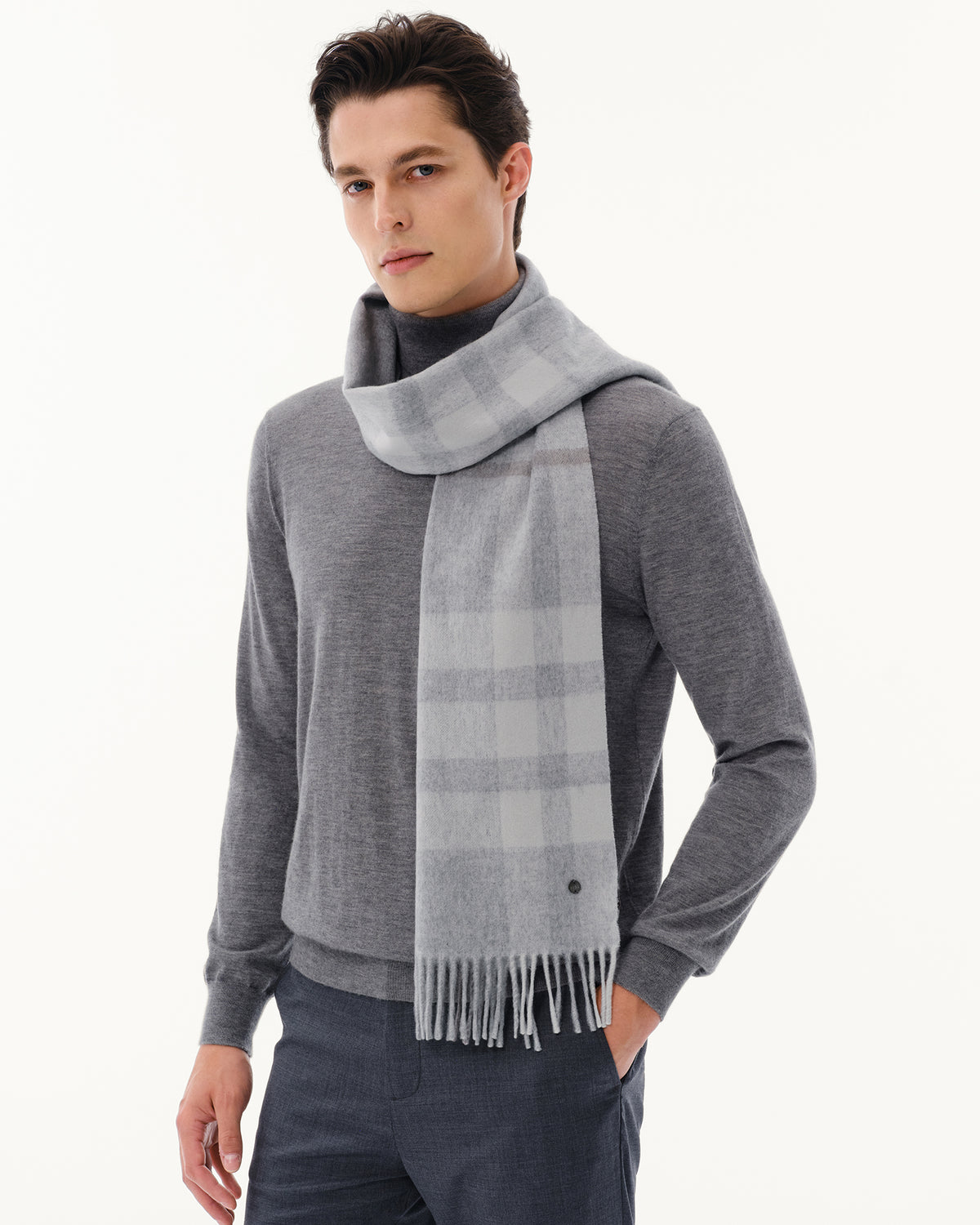 100% Pure Cashmere Brushed Check Scarf