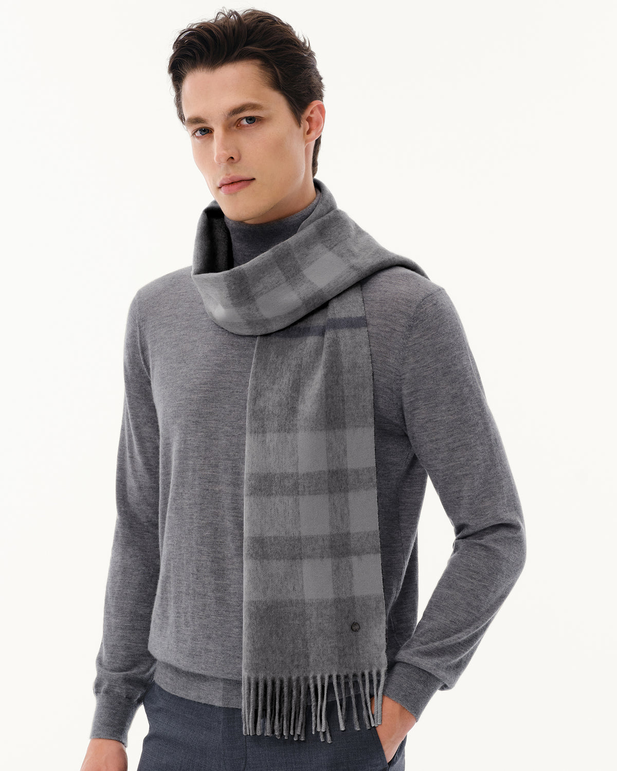 100% Pure Cashmere Brushed Check Scarf