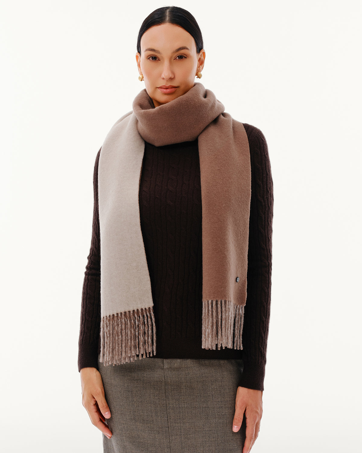 100% Pure Cashmere Double-Layer Brushed Scarf