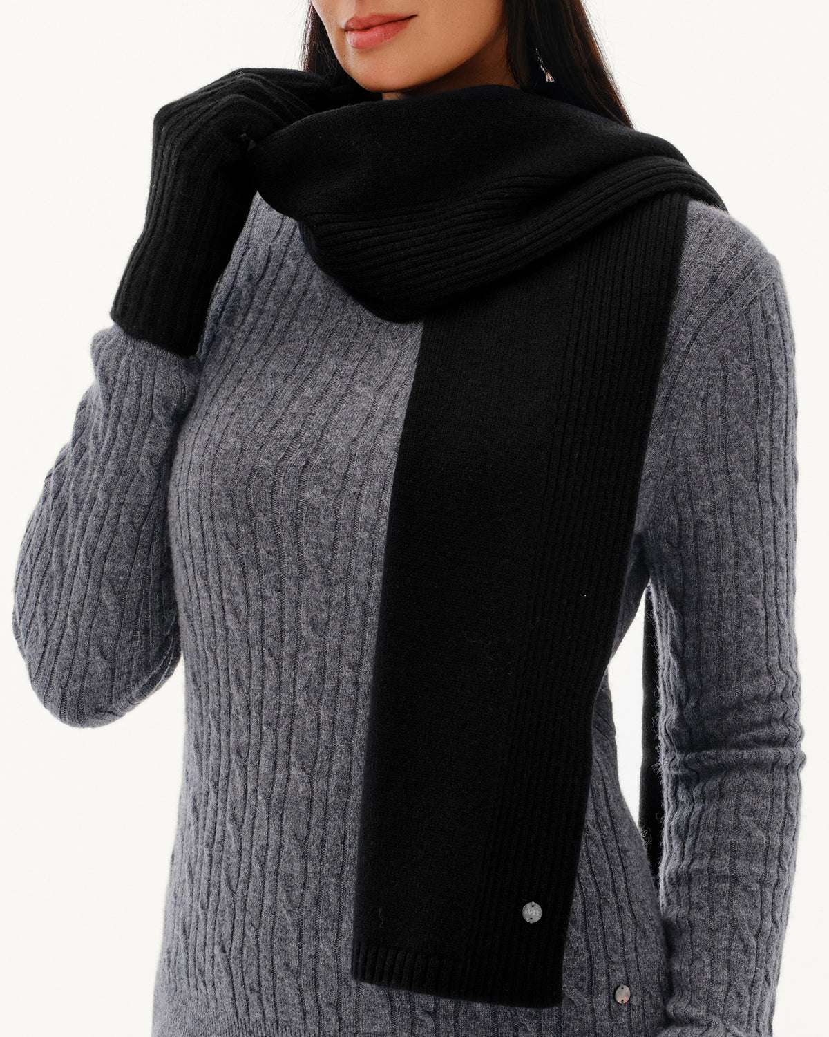 Women's 100% Pure Cashmere Ribbed Scarf