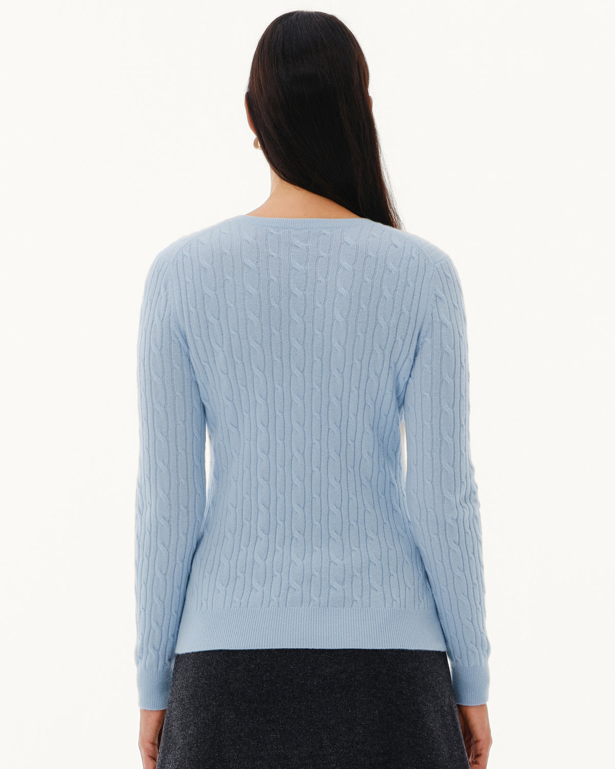 Women's 100% Pure Cashmere Cable Knit Crew Neck Sweater