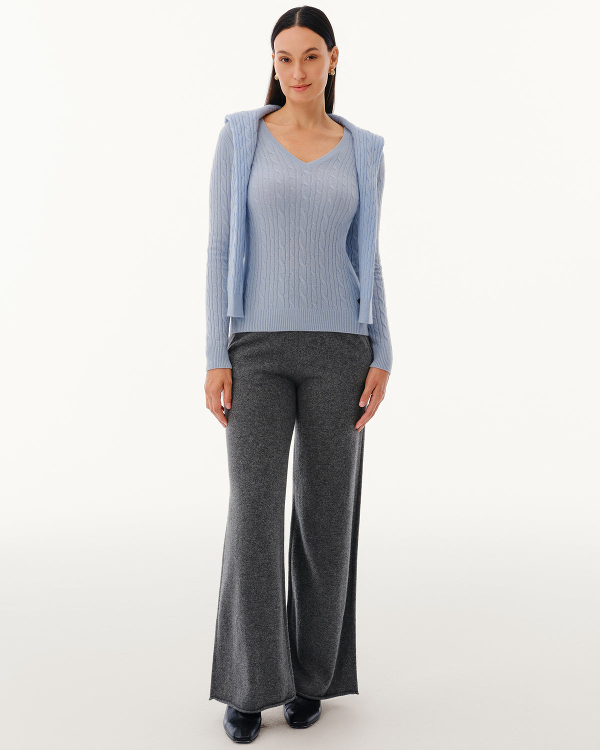 Women's 100% Pure Cashmere Wide-Leg Pants