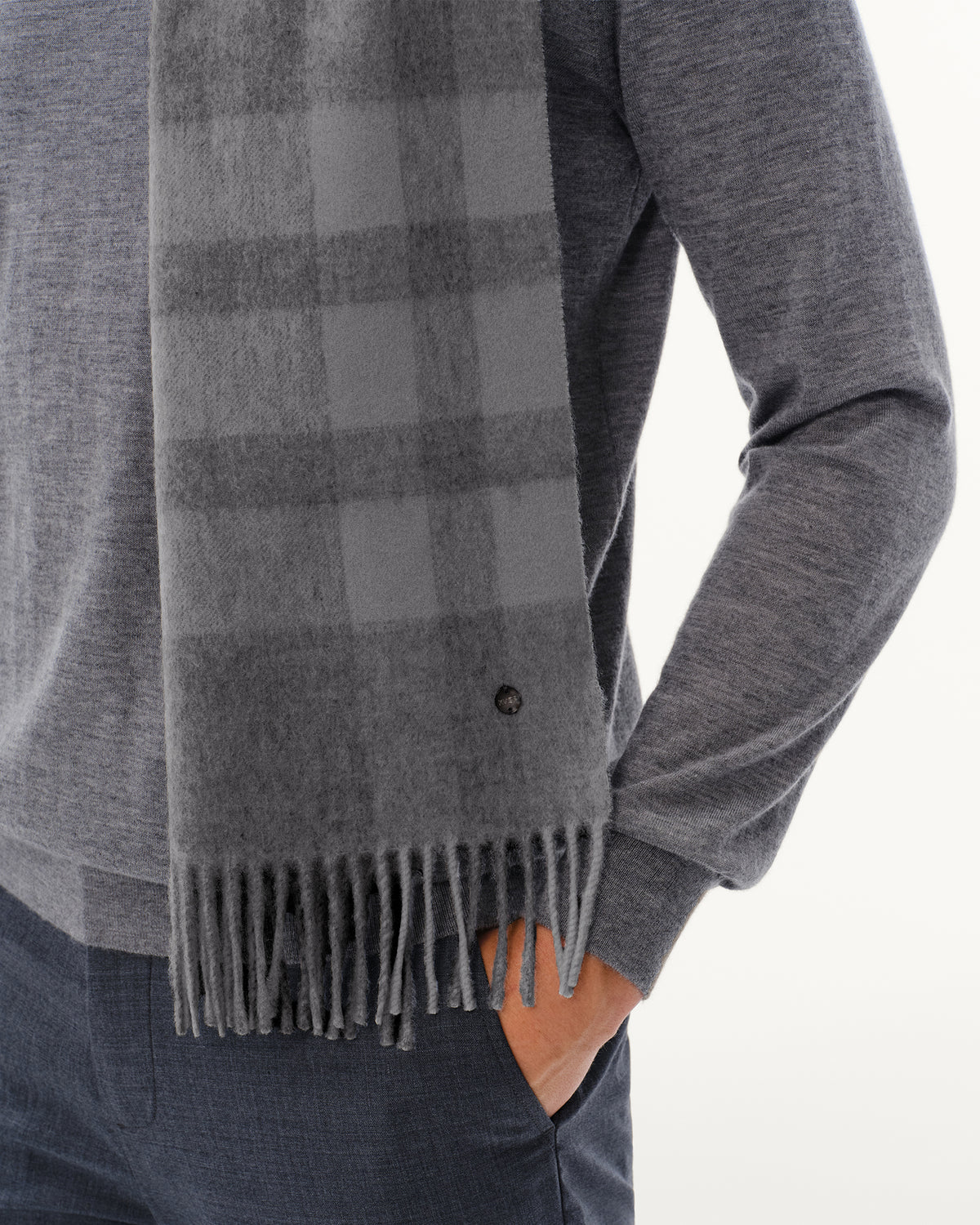 100% Pure Cashmere Brushed Check Scarf