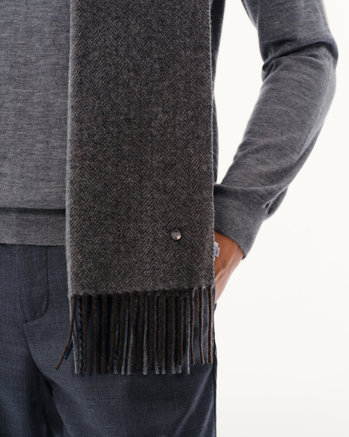 100% Pure Cashmere Brushed Herringbone Scarf