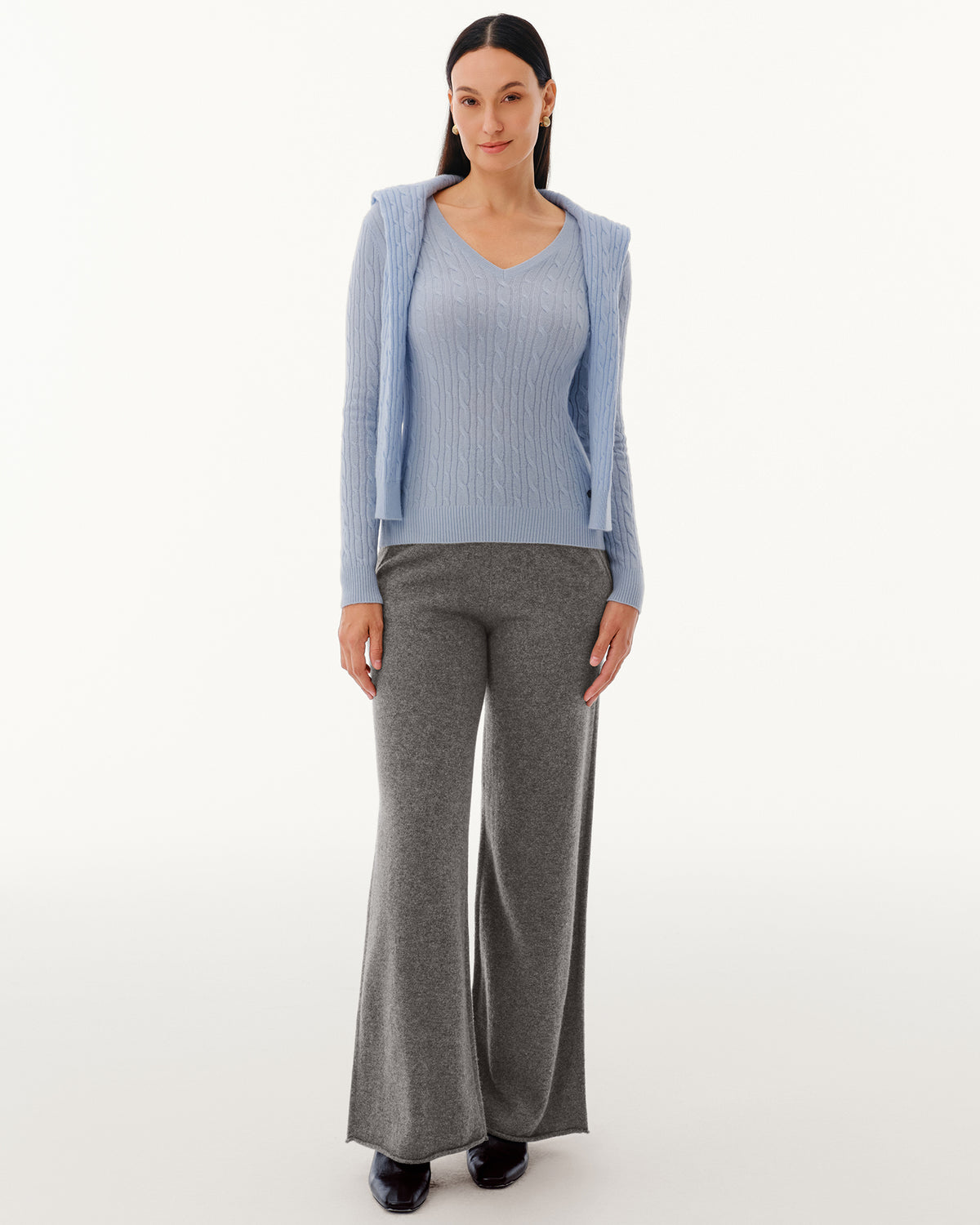 Women's 100% Pure Cashmere Wide-Leg Pants