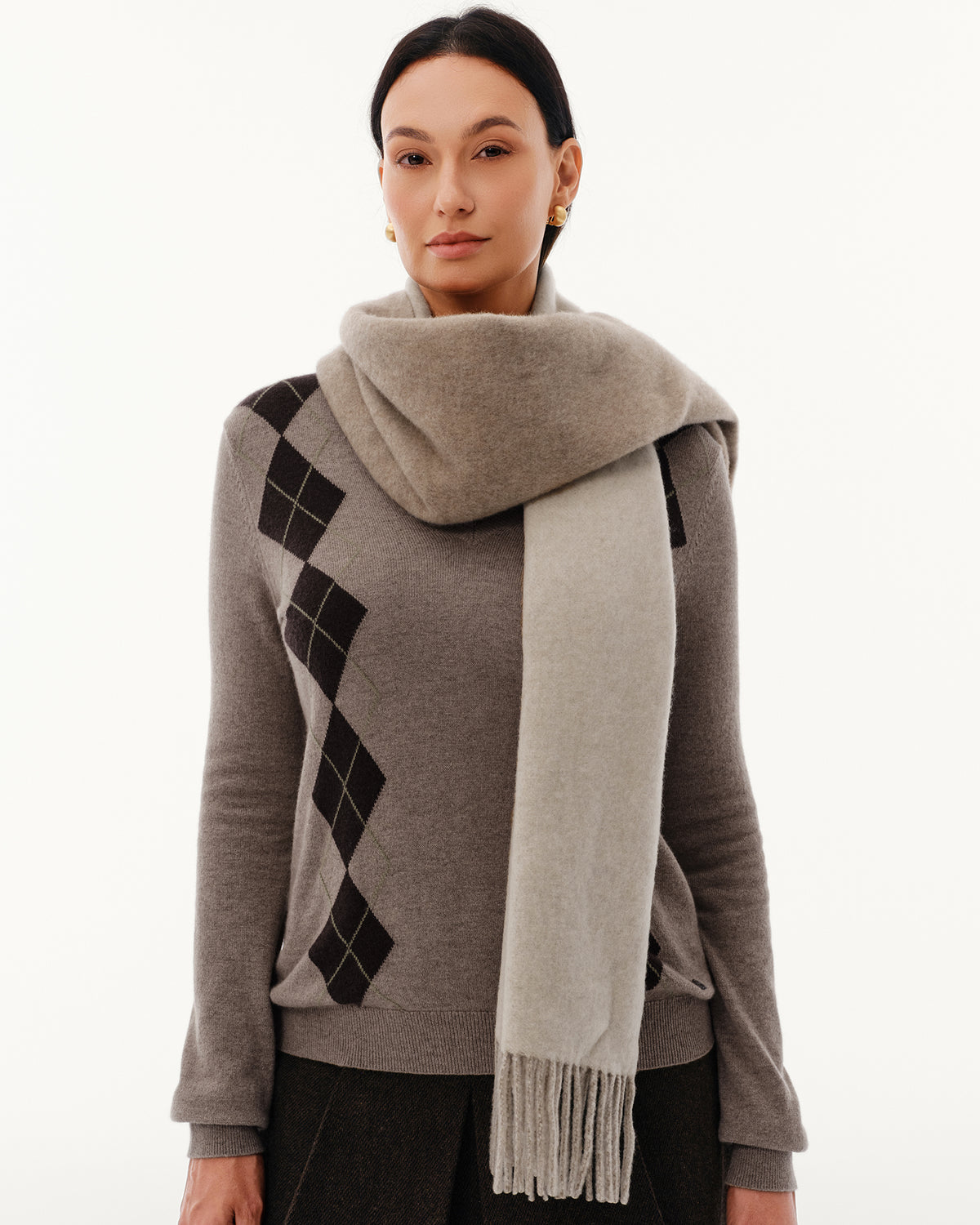 100% Pure Cashmere Double-Layer Brushed Scarf