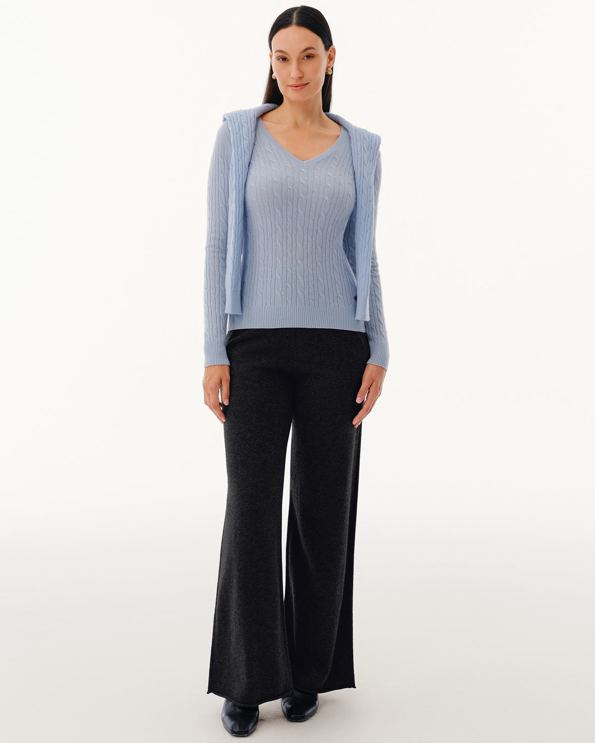 Women's 100% Pure Cashmere Wide-Leg Pants
