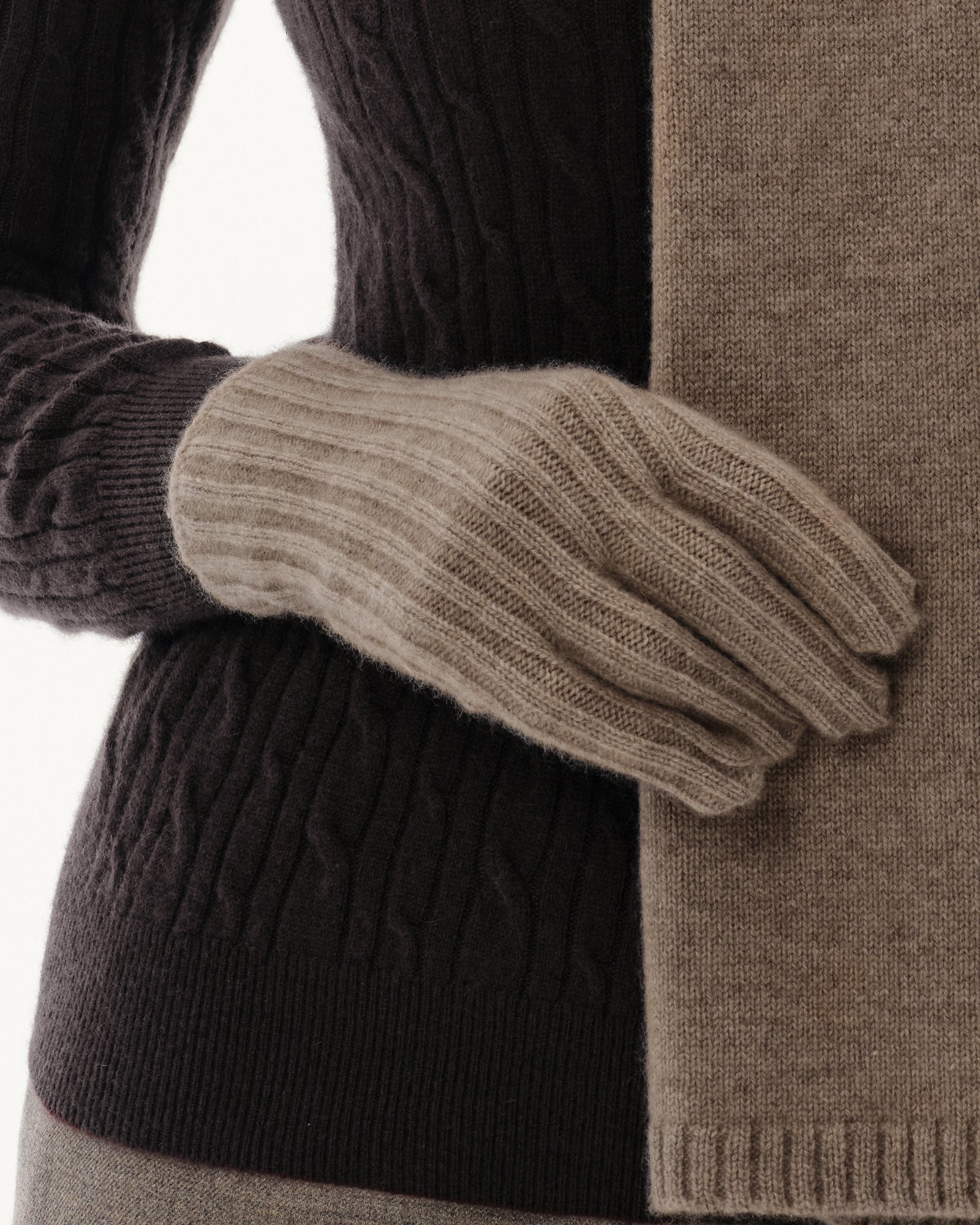 Women's 100% Pure Cashmere Ribbed Gloves