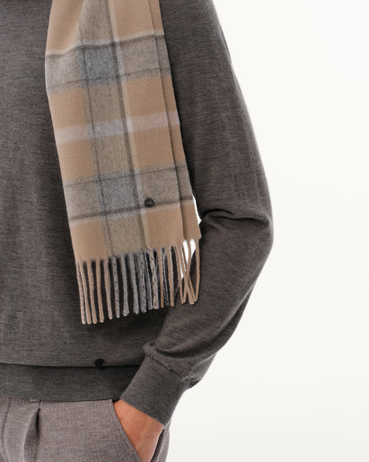 100% Pure Cashmere Brushed Check Scarf