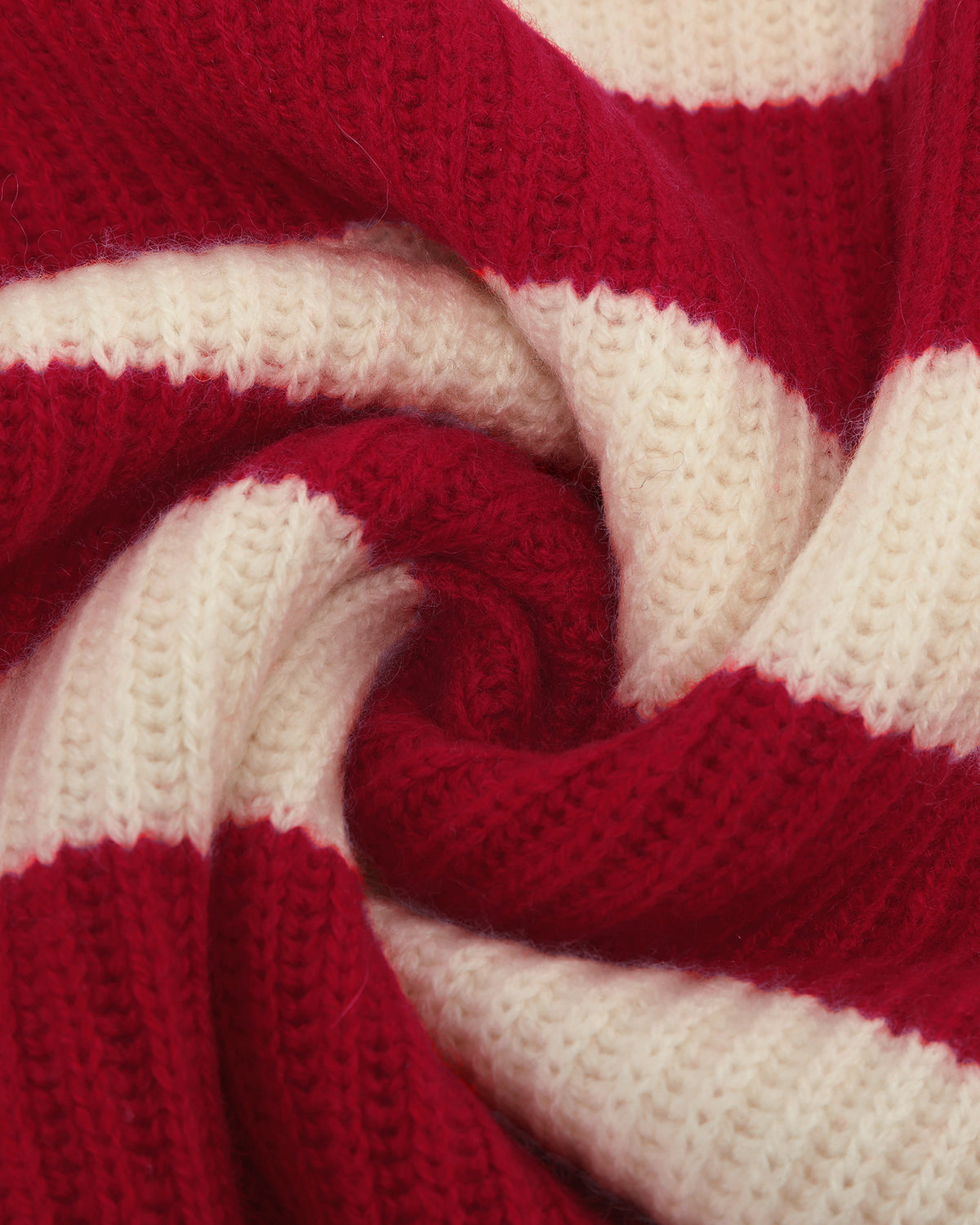 Wool-Cashmere Striped Ribbed Scarf