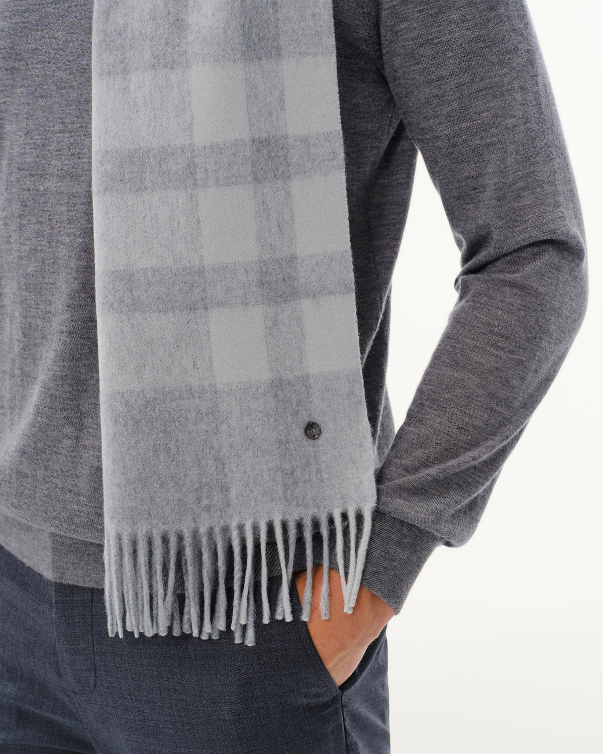 100% Pure Cashmere Brushed Check Scarf