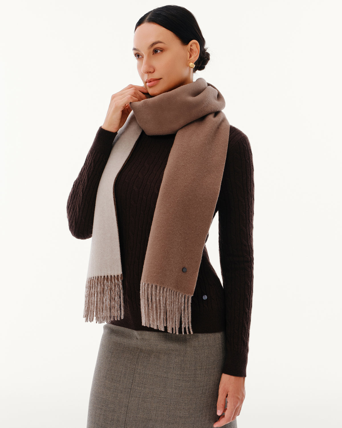 100% Pure Cashmere Double-Layer Brushed Scarf