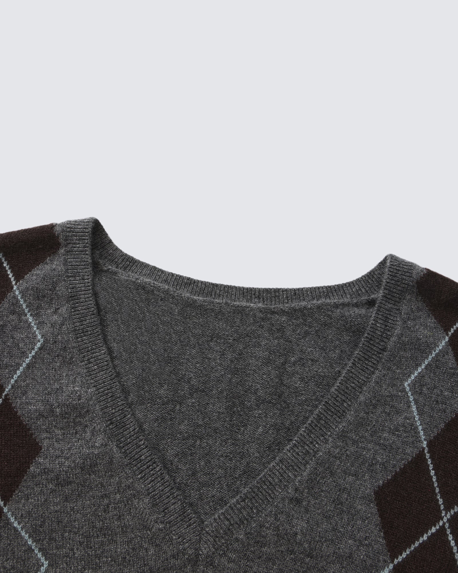 Women's 100% Pure Cashmere Argyle V-Neck Sweater