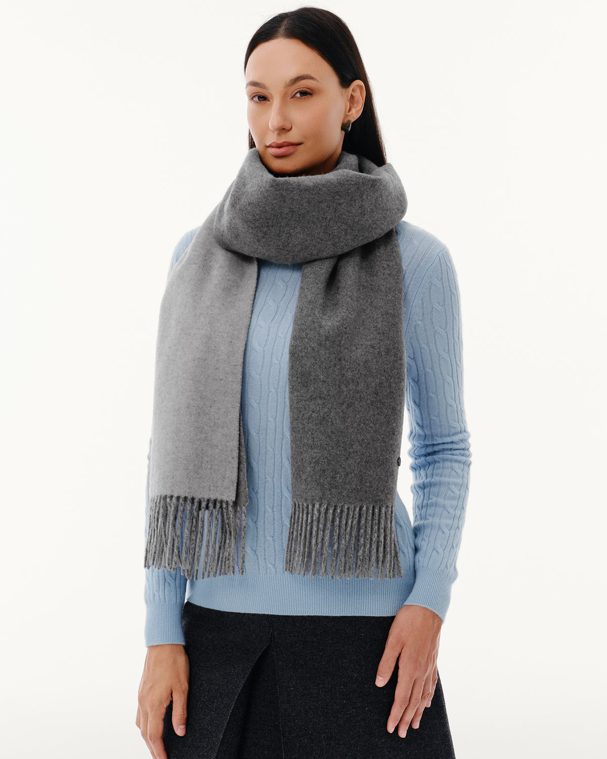100% Pure Cashmere Double-Layer Brushed Scarf