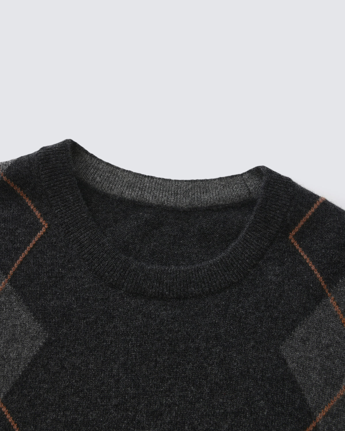 Men's 100% Cashmere Argyle Crew Neck Sweater