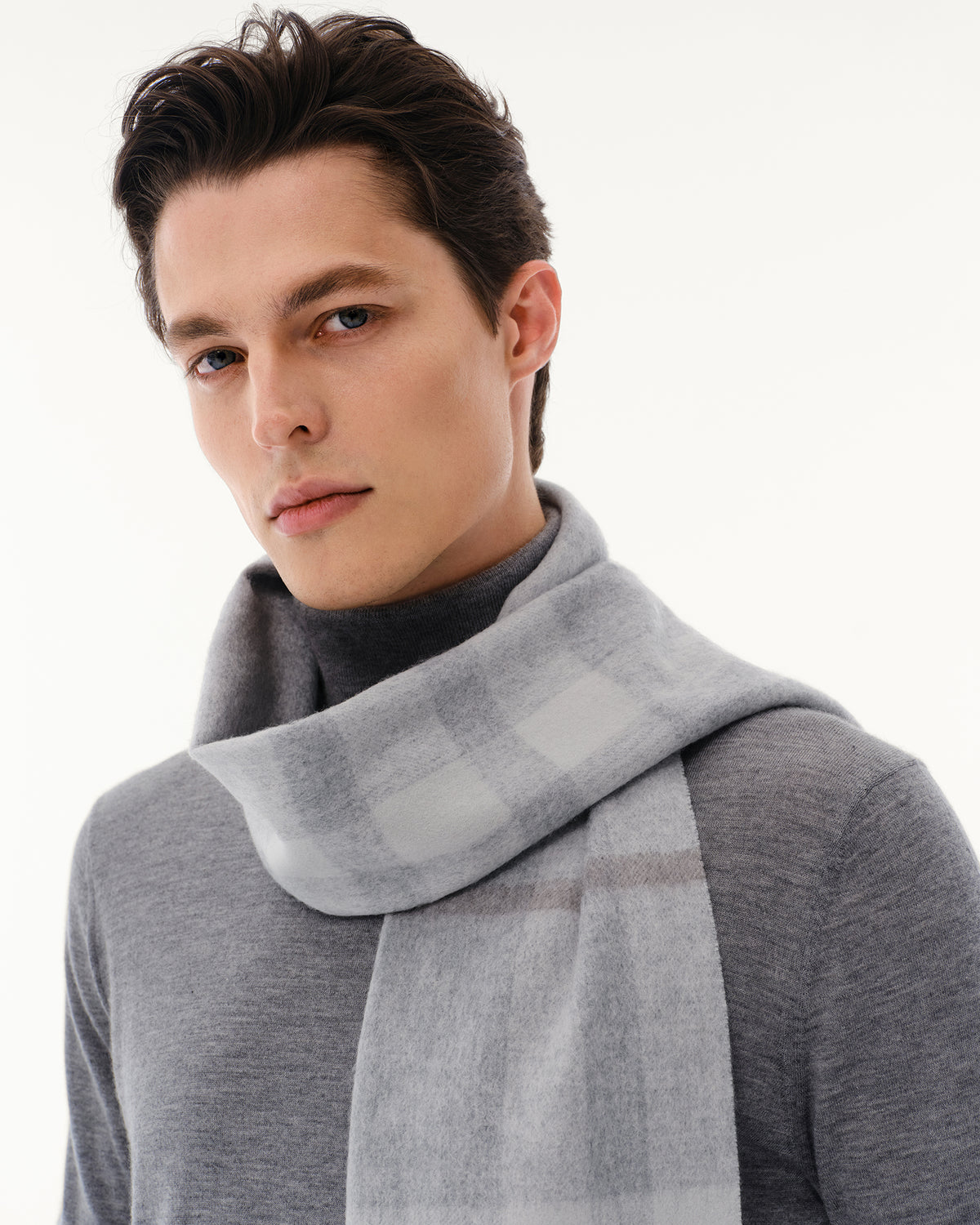 100% Pure Cashmere Brushed Check Scarf