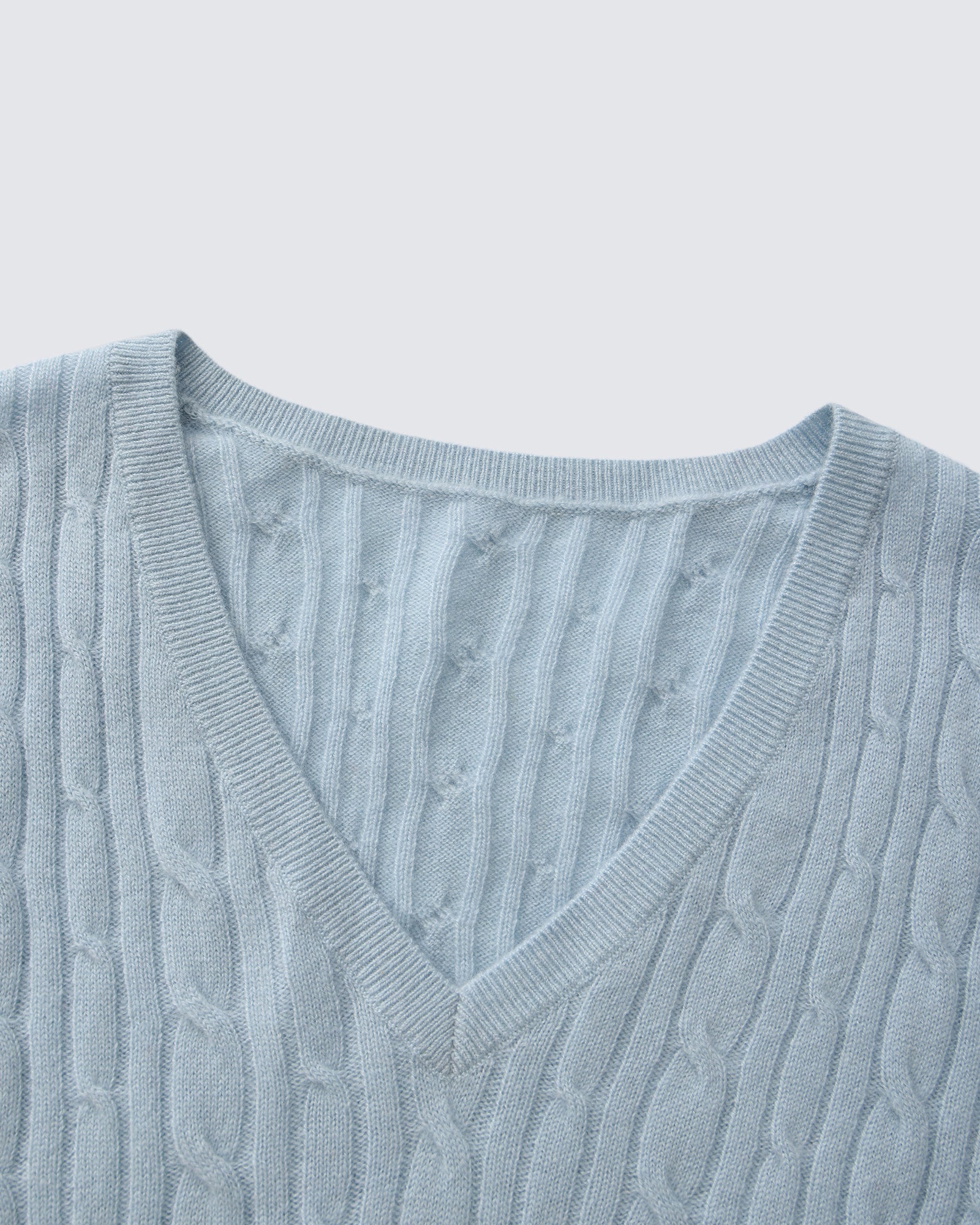 Women's 100% Pure Cashmere Cable Knit V-Neck Sweater