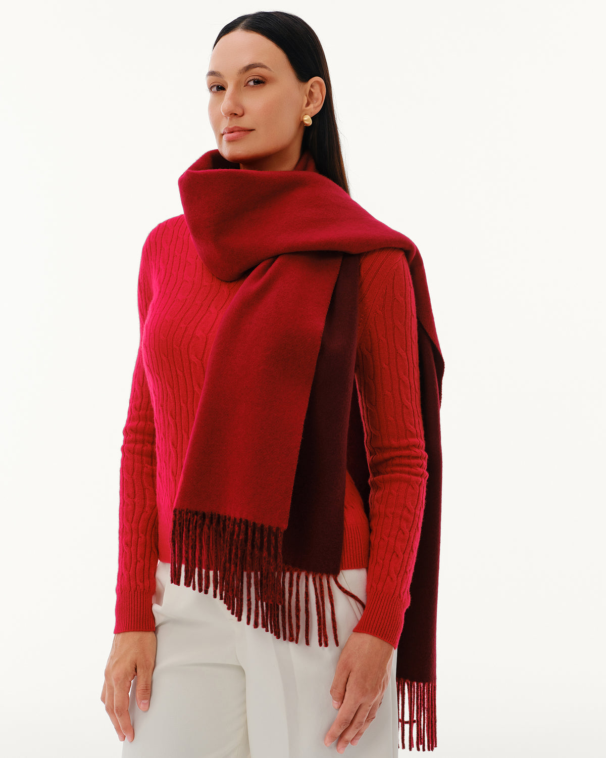 100% Pure Cashmere Double-Layer Brushed Scarf