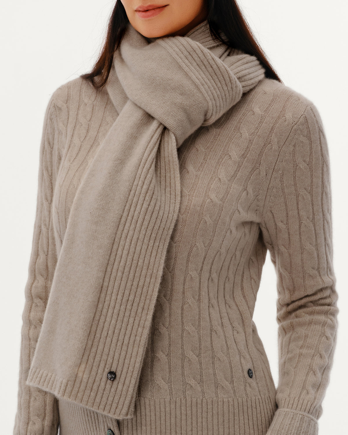 Women's 100% Pure Cashmere Ribbed Scarf