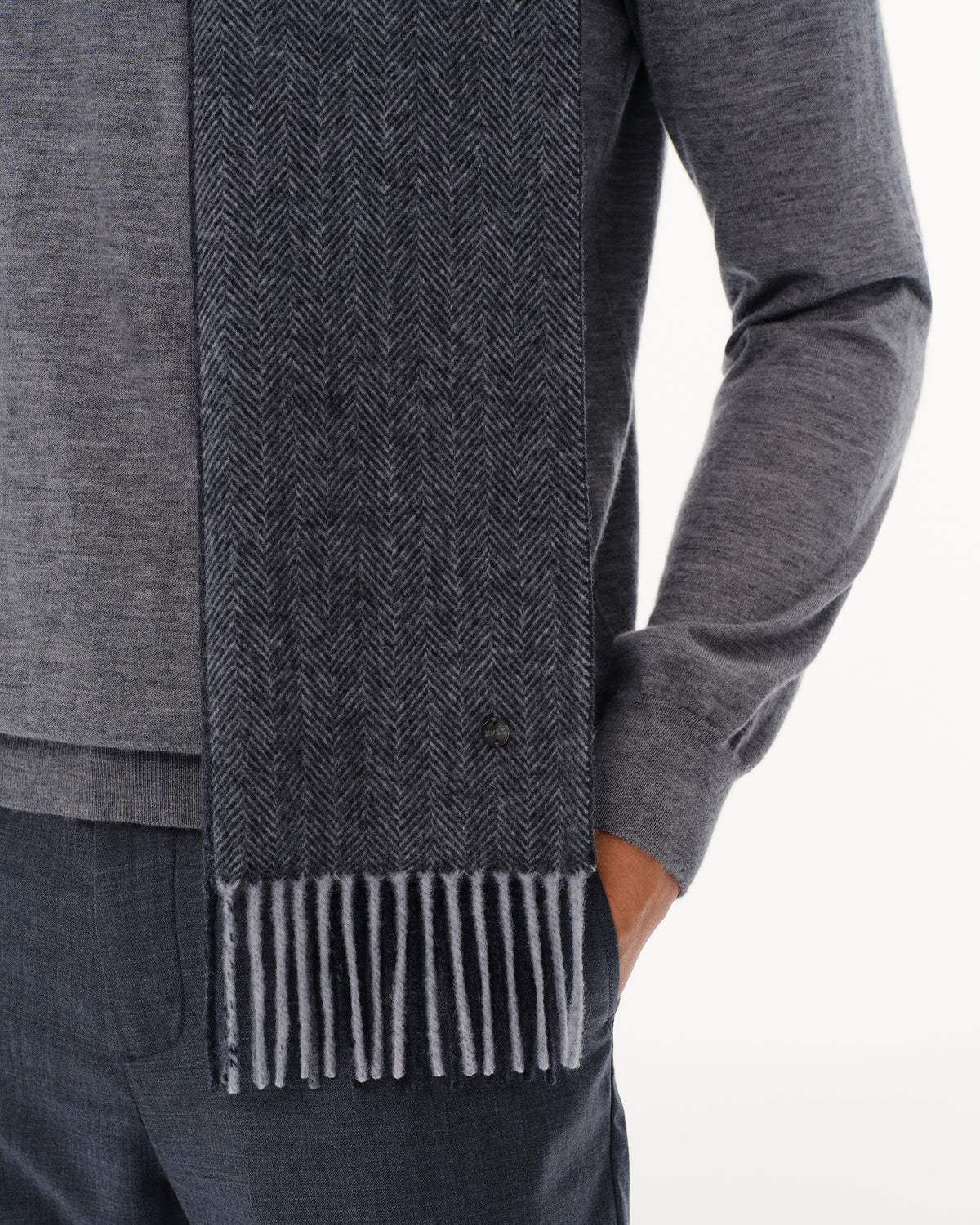 100% Pure Cashmere Brushed Herringbone Scarf