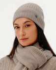 Women's 100% Pure Cashmere Ribbed Cuff Beanie