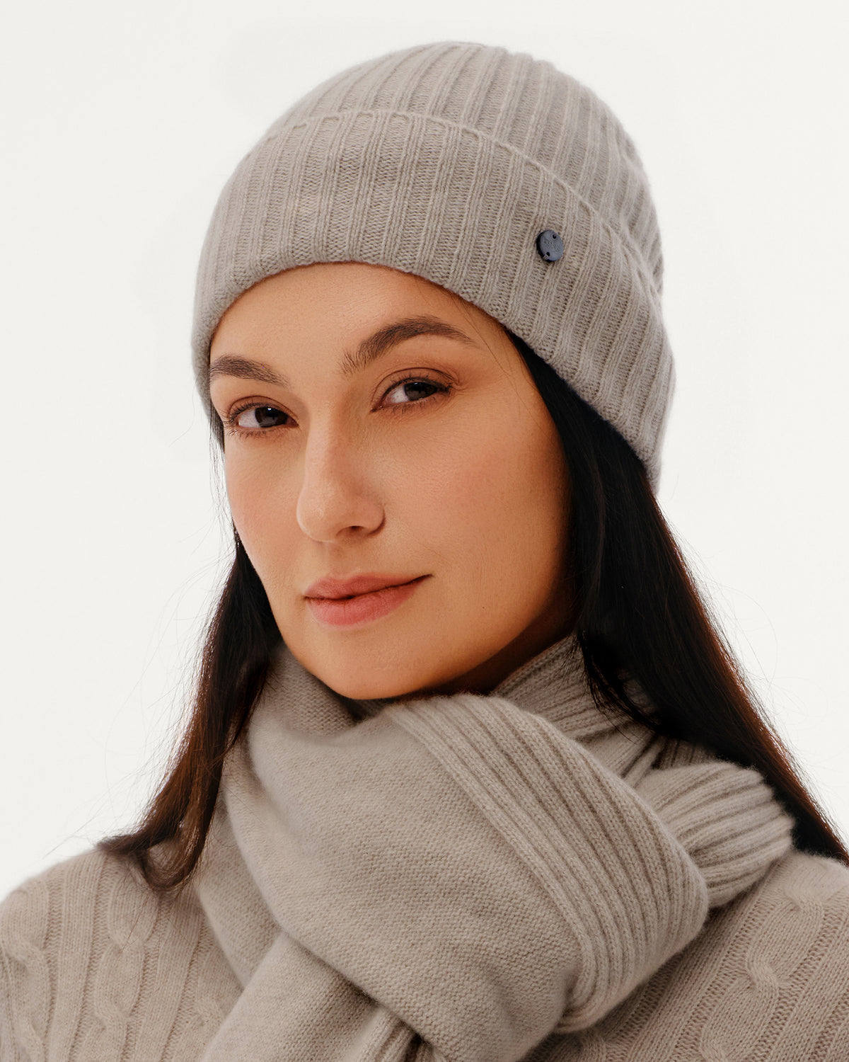 Women's 100% Pure Cashmere Ribbed Cuff Beanie