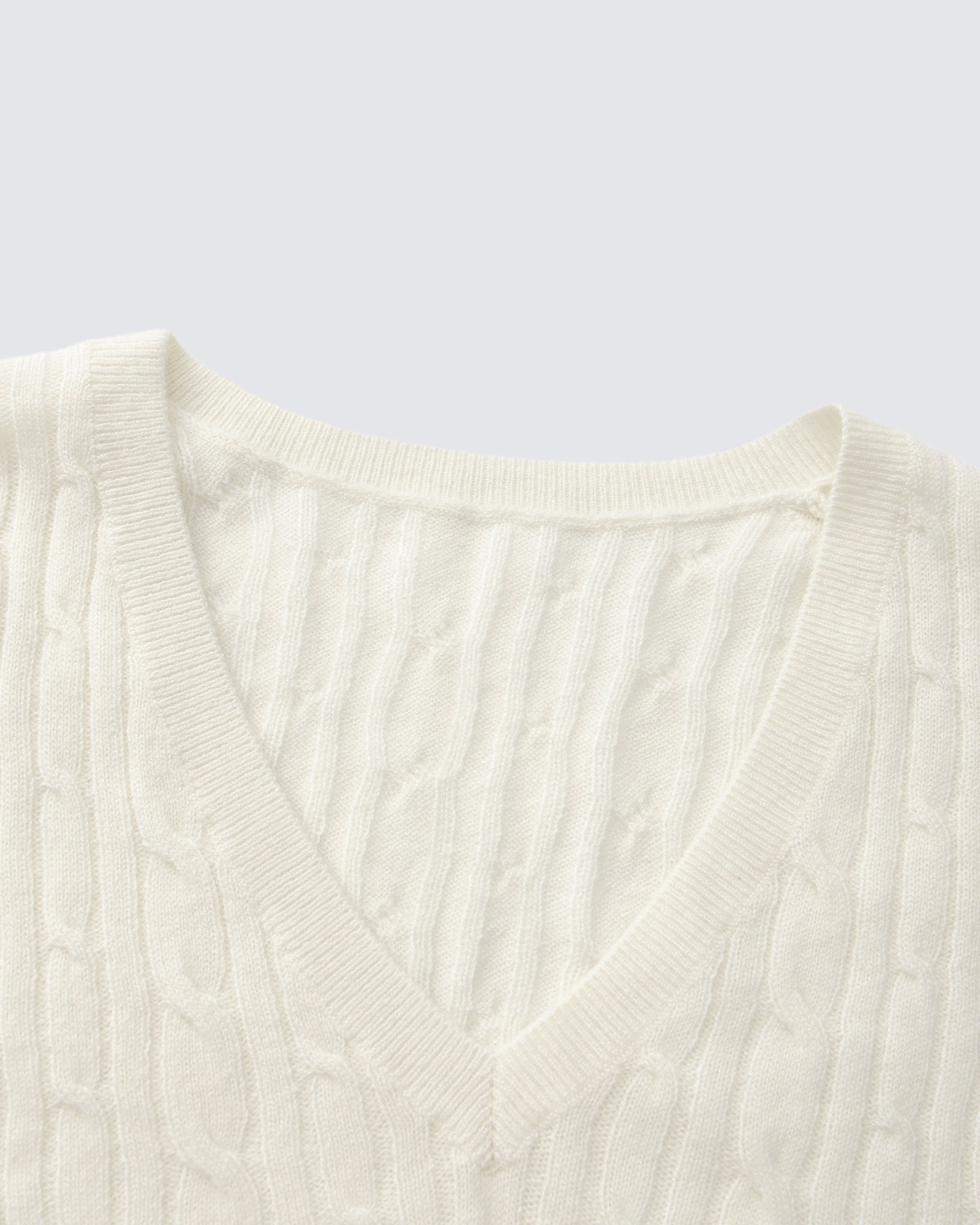 Women's 100% Pure Cashmere Cable Knit V-Neck Sweater