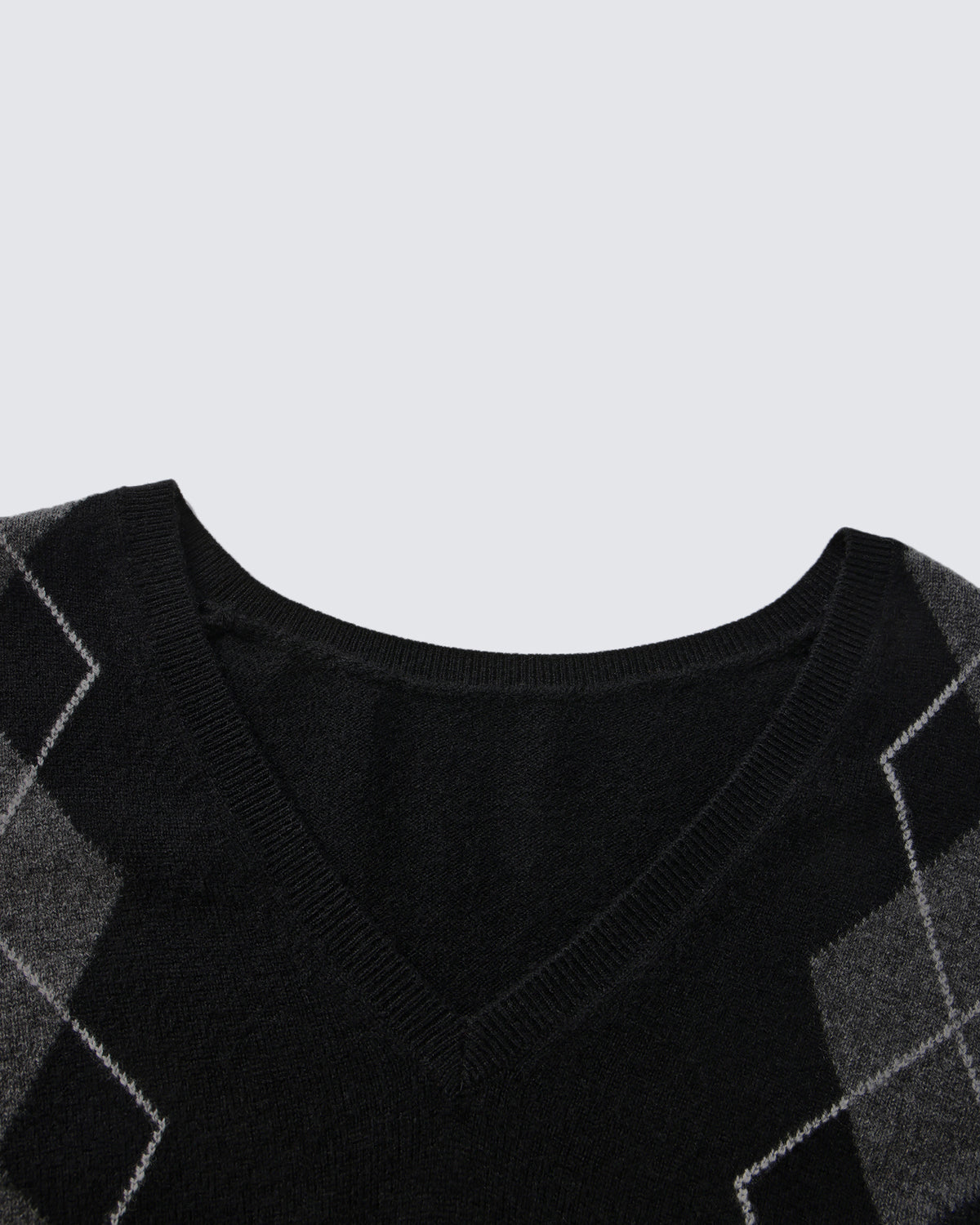Women's 100% Pure Cashmere Argyle V-Neck Sweater