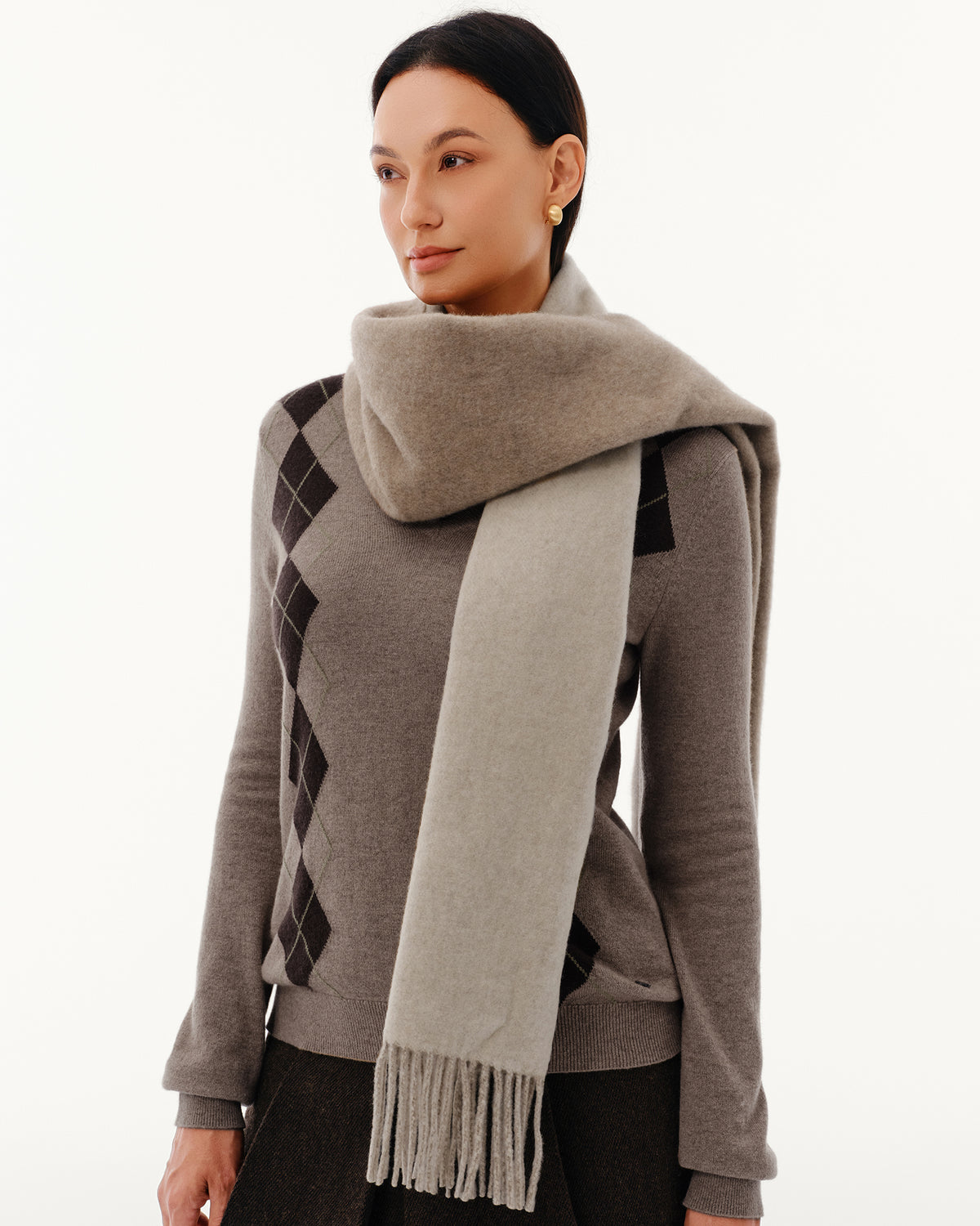 100% Pure Cashmere Double-Layer Brushed Scarf