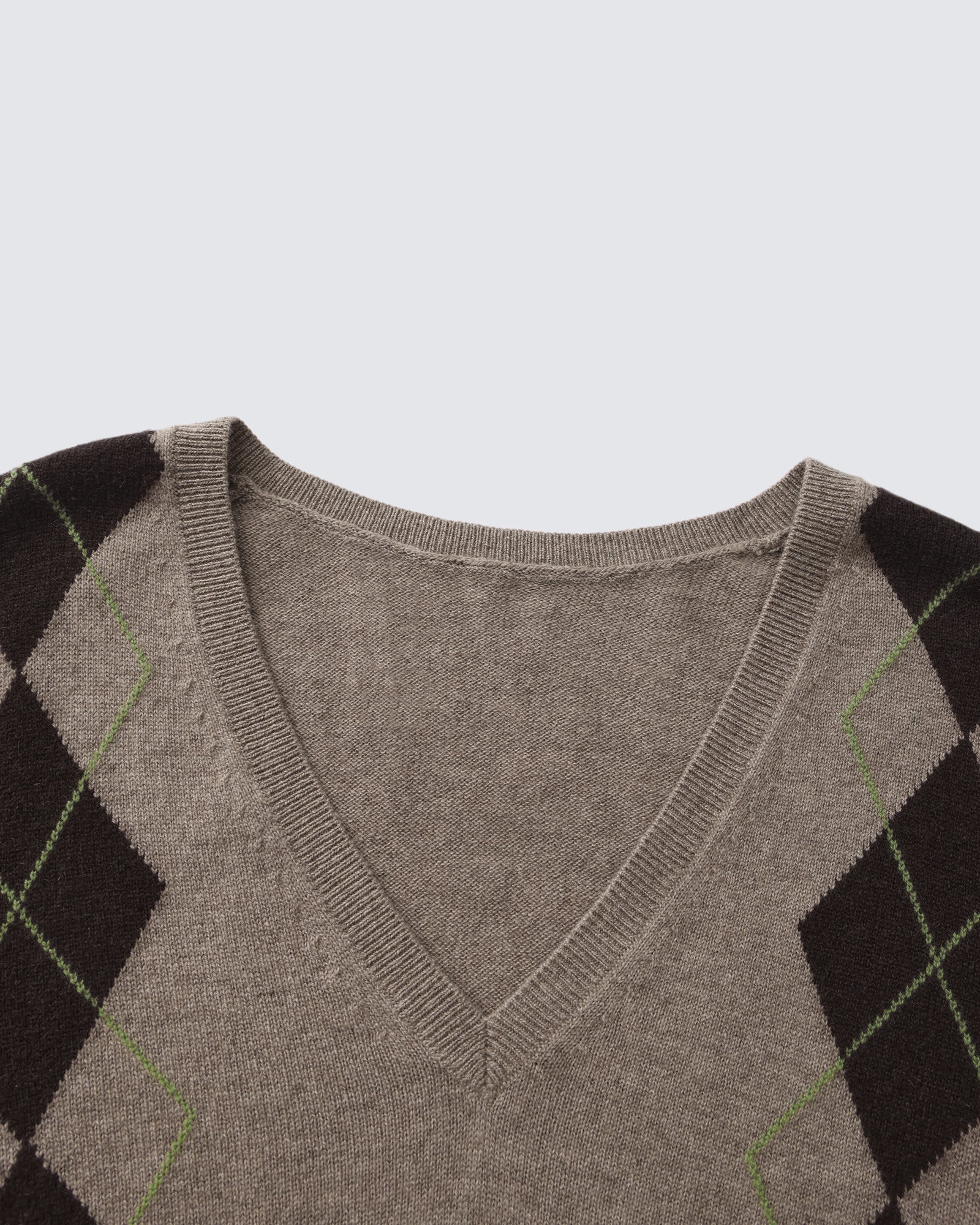 Women's 100% Pure Cashmere Argyle V-Neck Sweater