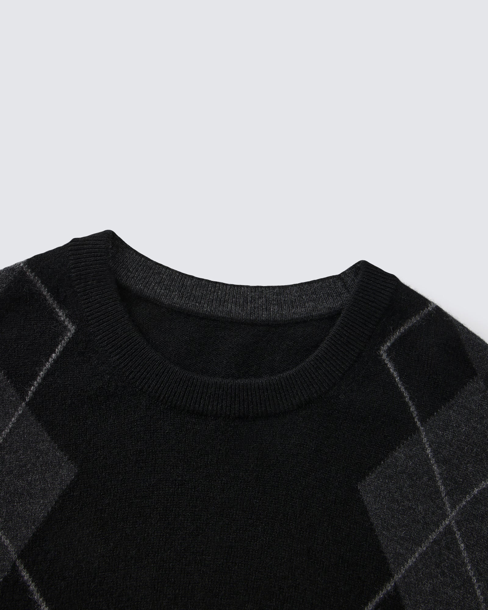 Men's 100% Cashmere Argyle Crew Neck Sweater