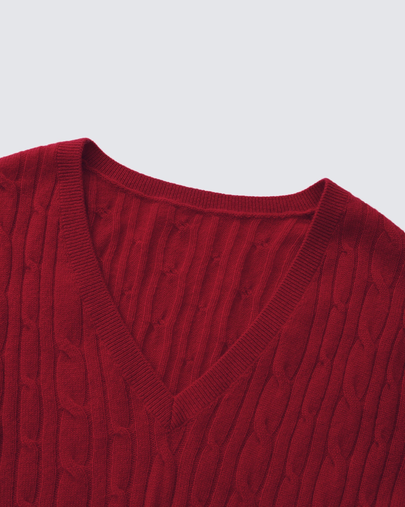 Women's 100% Pure Cashmere Cable Knit V-Neck Sweater