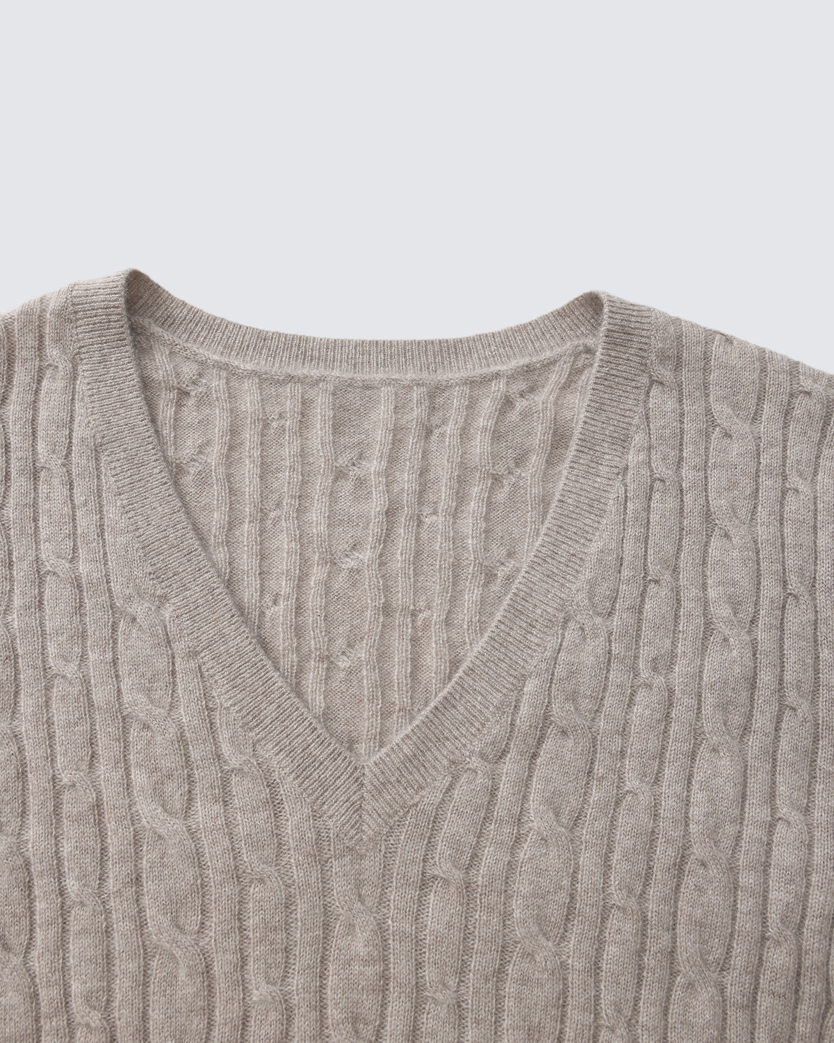 Women's 100% Pure Cashmere Cable Knit V-Neck Sweater