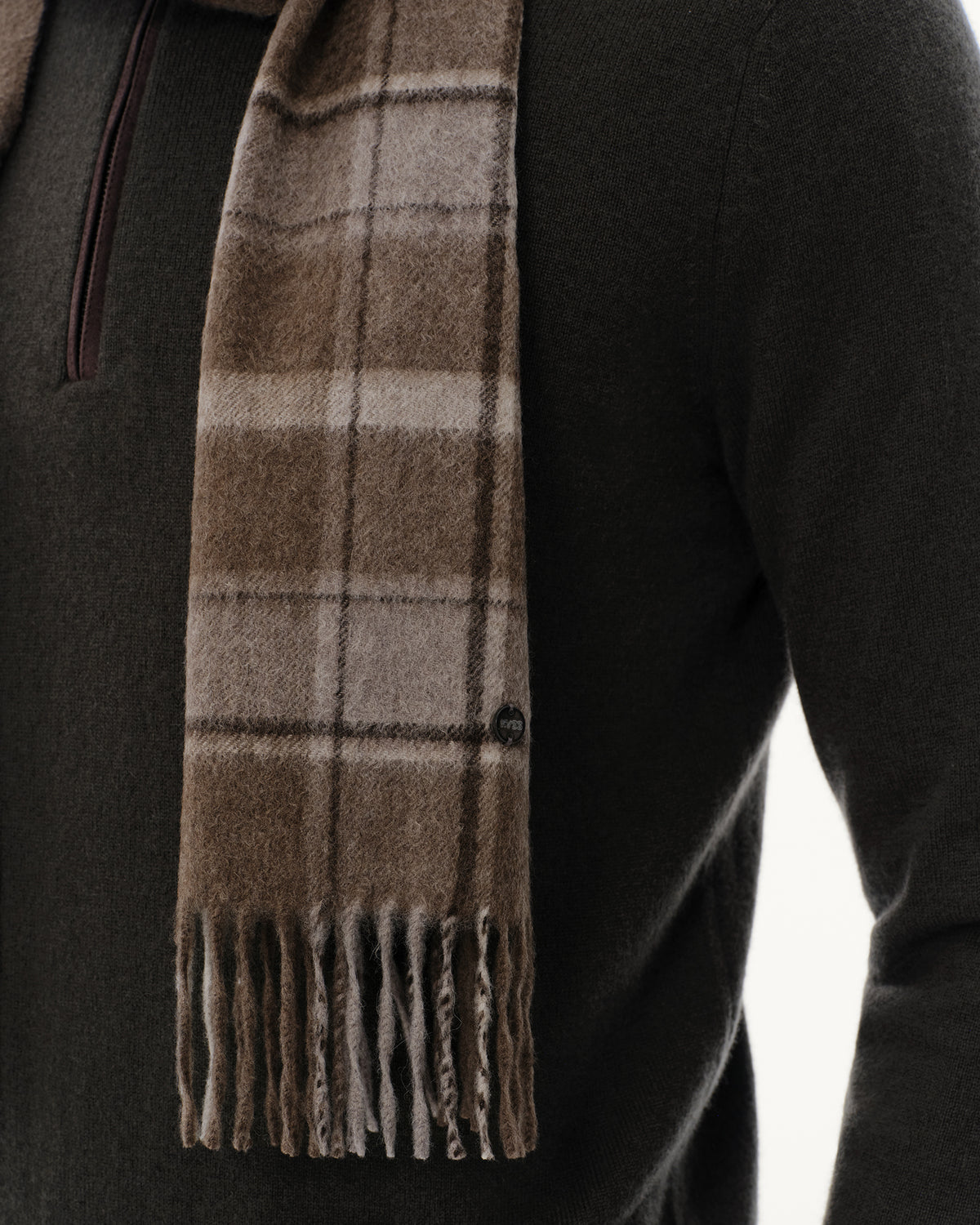 100% Pure Cashmere Brushed Check Scarf