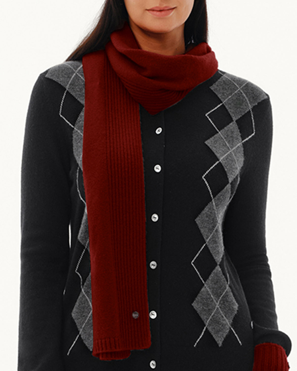 Women's 100% Pure Cashmere Ribbed Scarf
