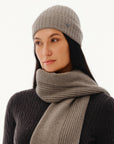 Women's 100% Pure Cashmere Ribbed Cuff Beanie