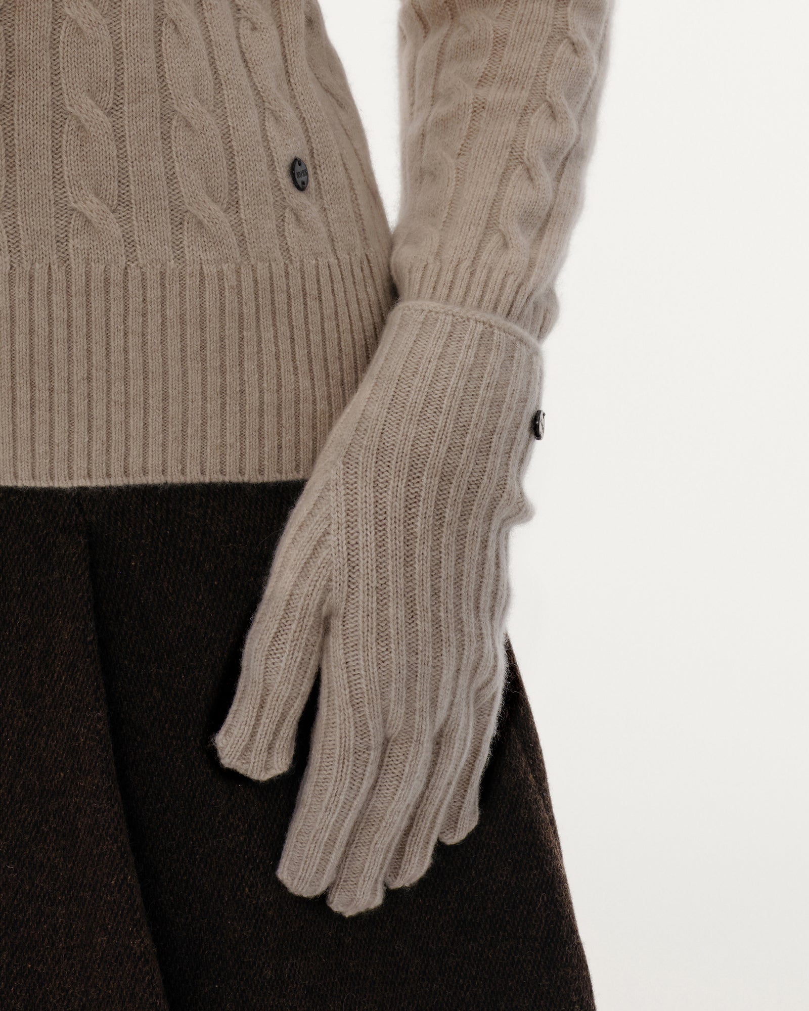 Women's 100% Pure Cashmere Ribbed Gloves