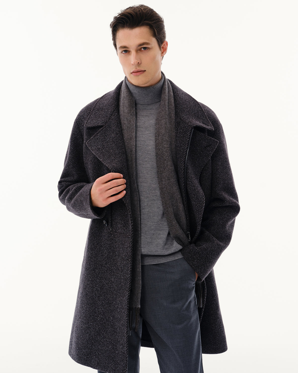 100% Pure Cashmere Brushed Herringbone Scarf