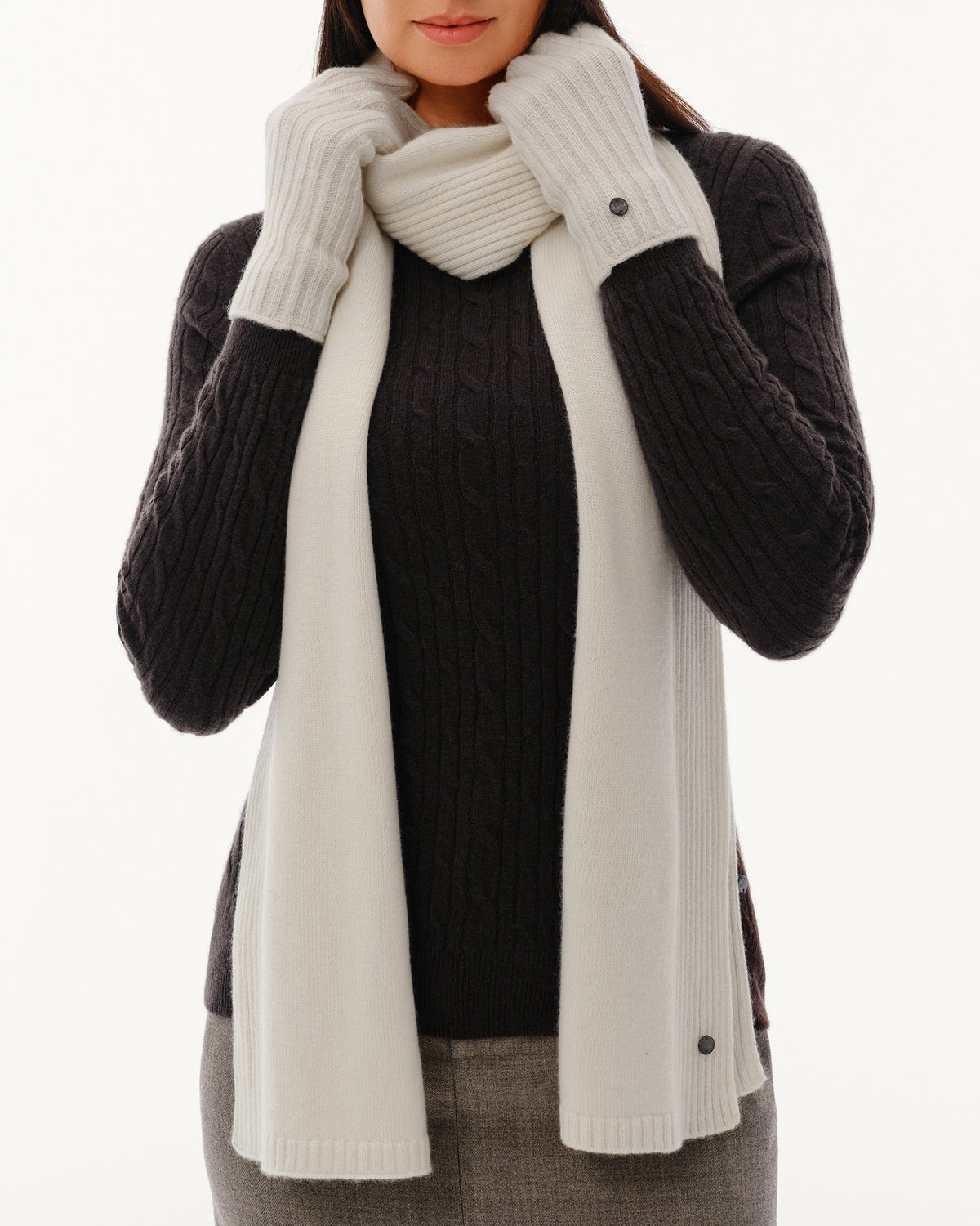 Women's 100% Pure Cashmere Ribbed Scarf