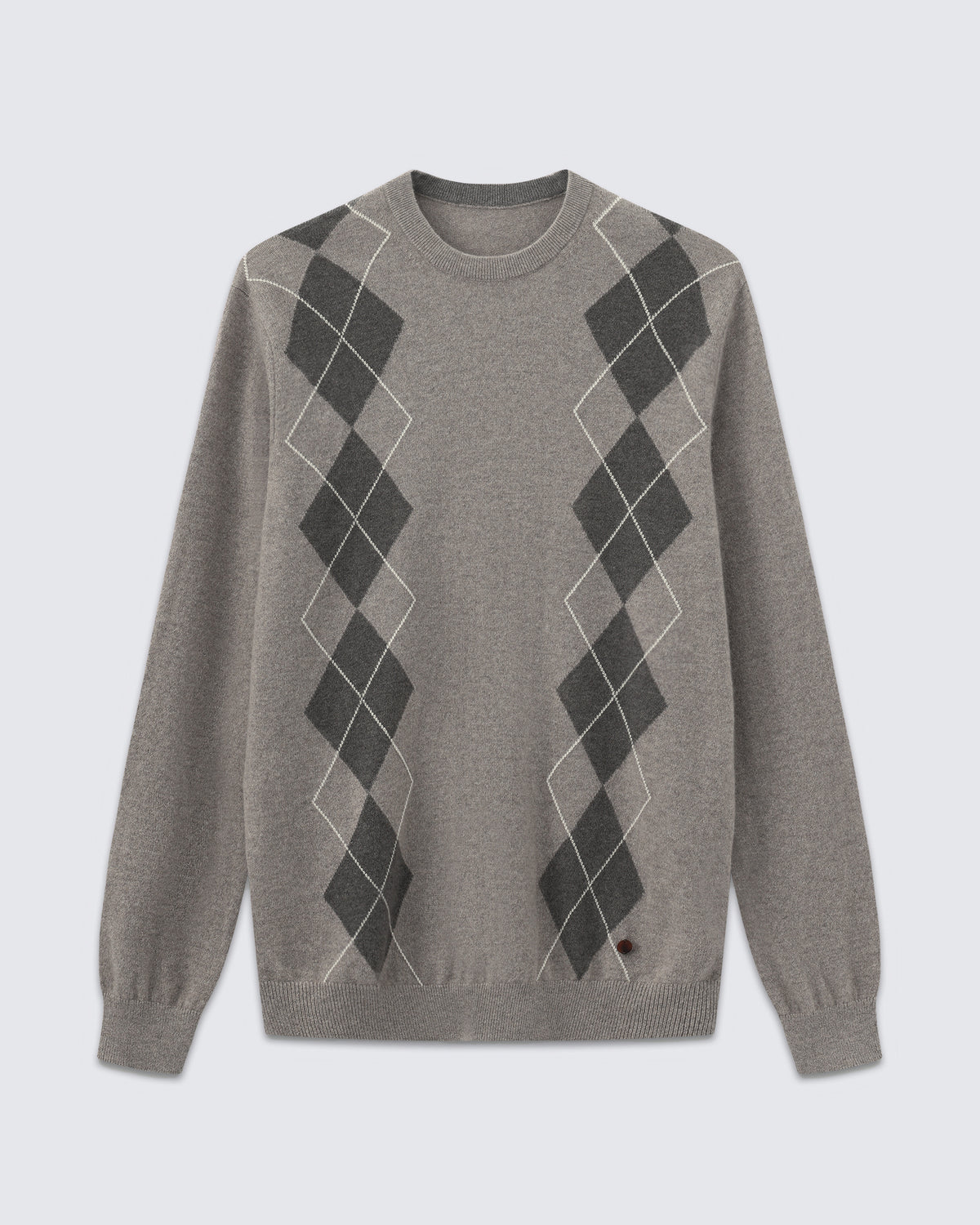 Men's 100% Cashmere Argyle Crew Neck Sweater