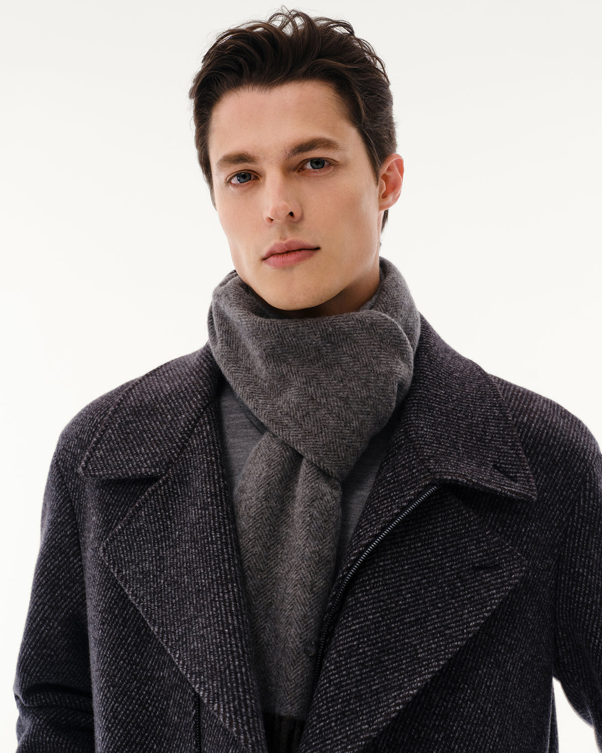 100% Pure Cashmere Brushed Herringbone Scarf