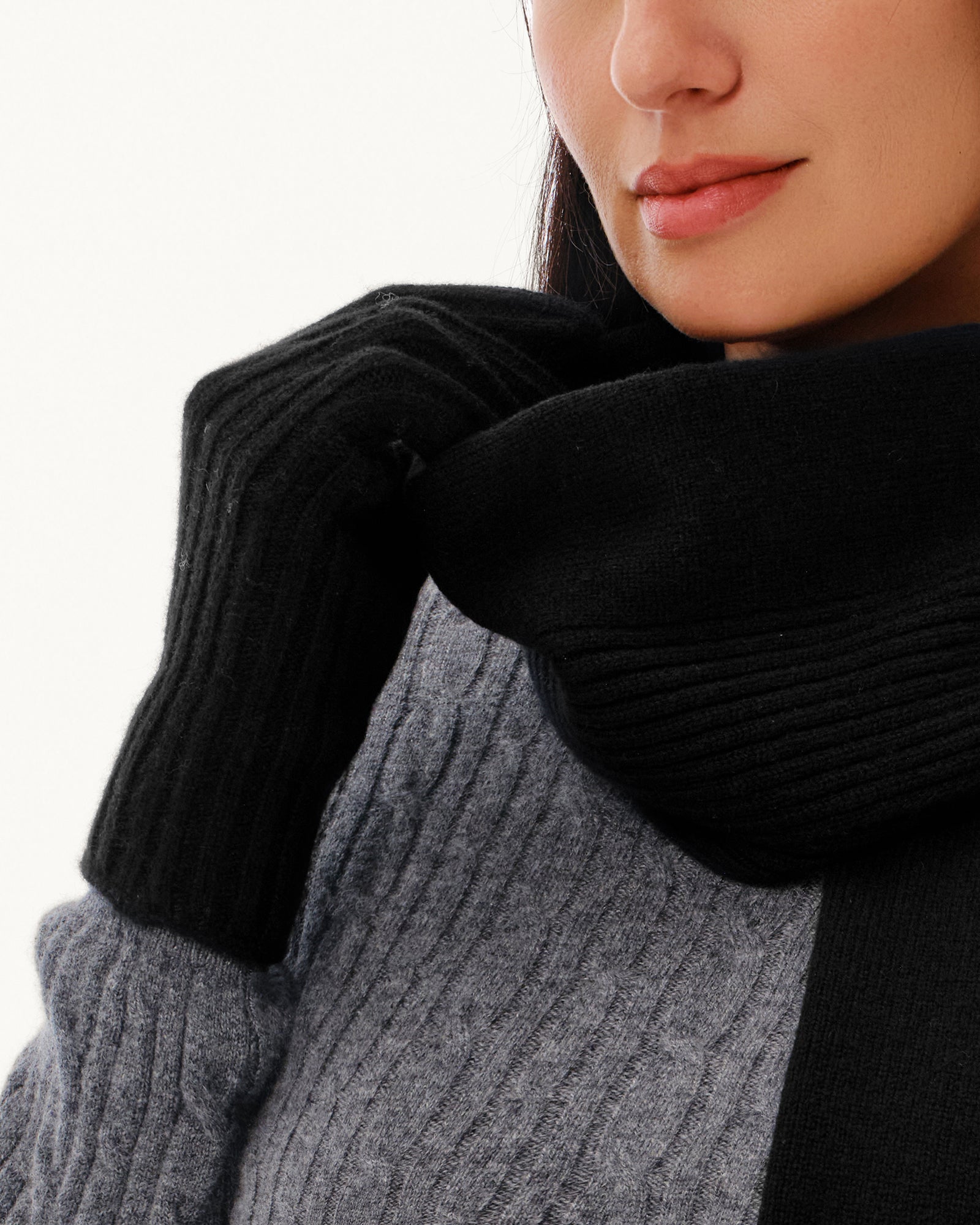 Women's 100% Pure Cashmere Ribbed Gloves