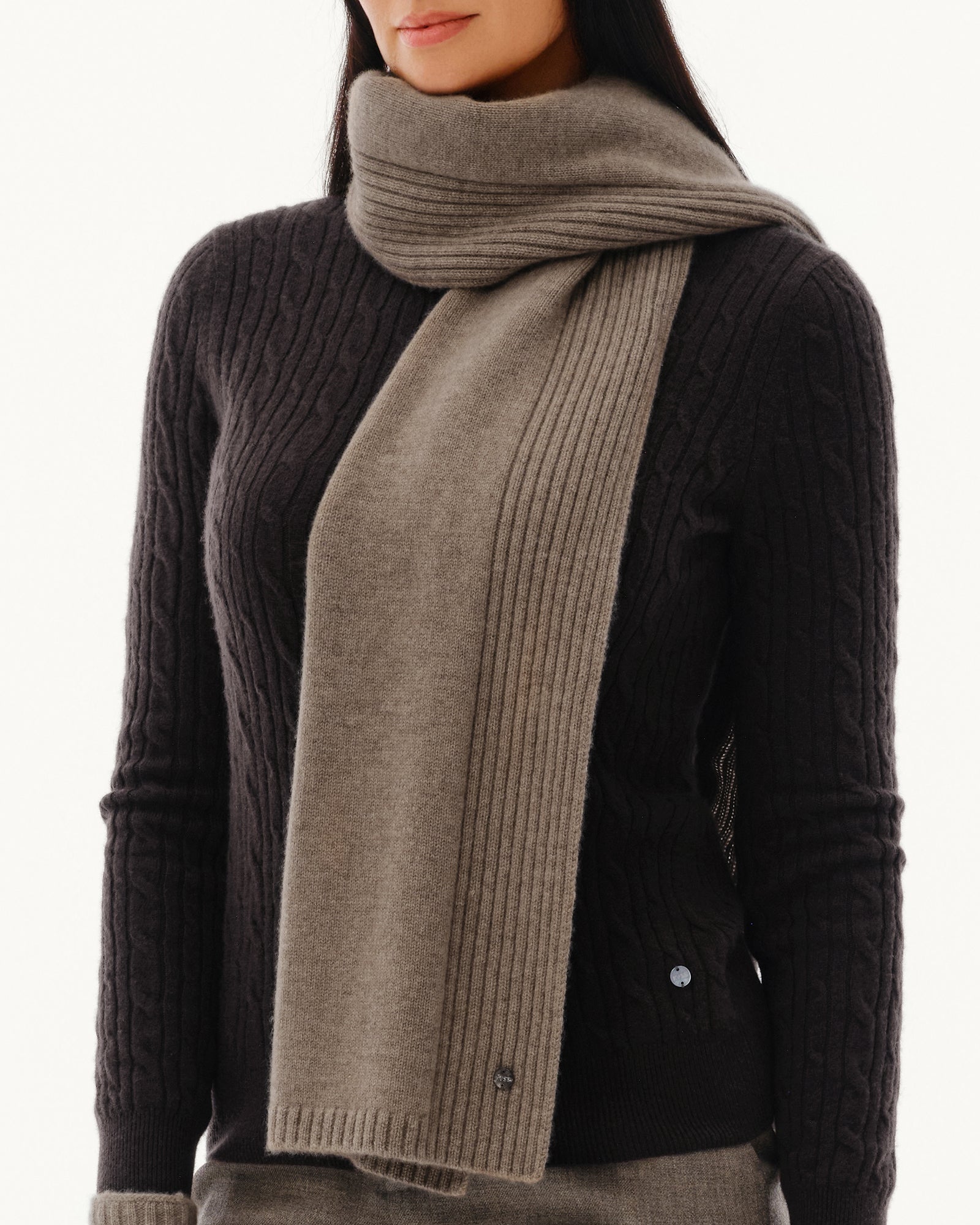 Women's 100% Pure Cashmere Ribbed Scarf