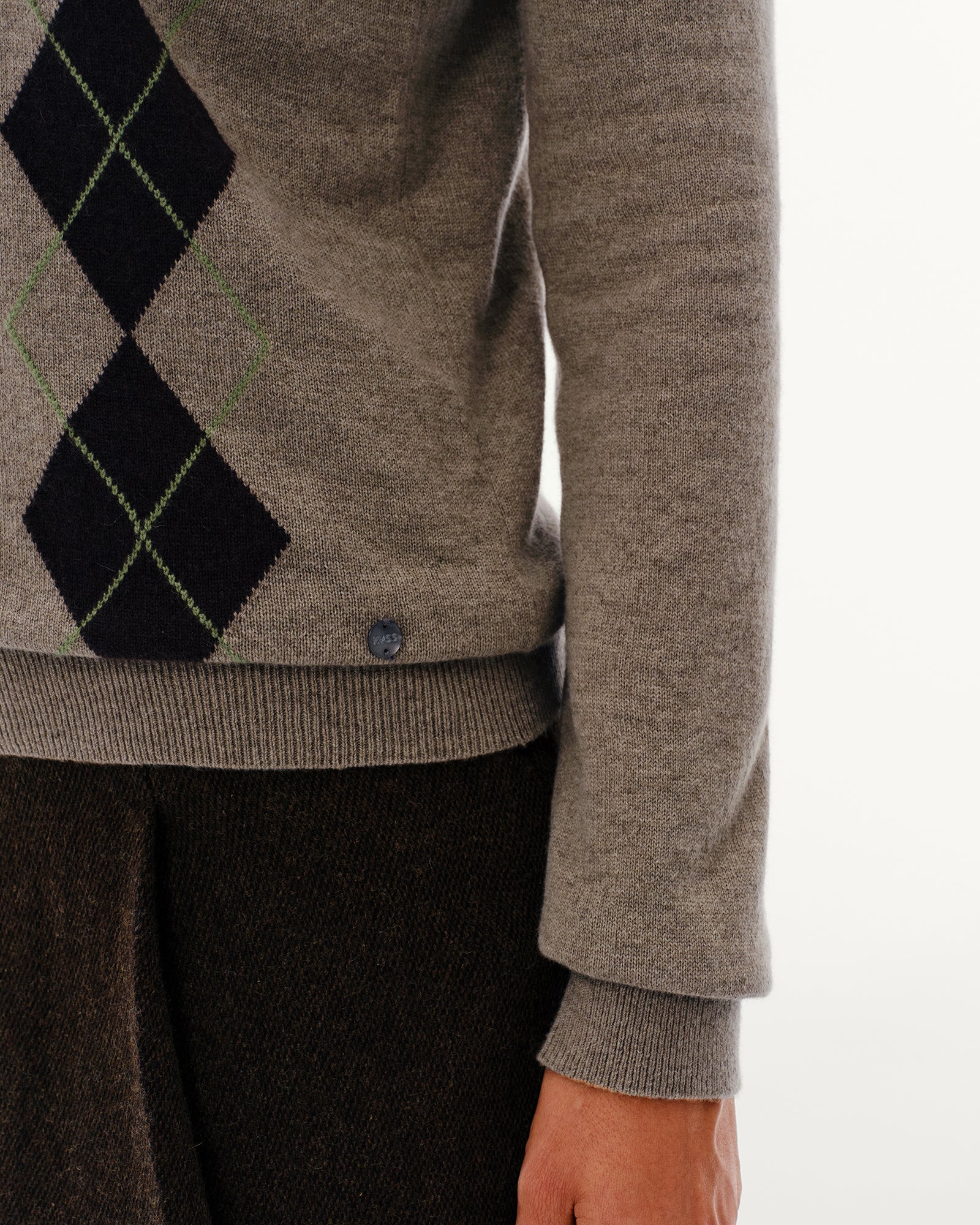 Women's 100% Pure Cashmere Argyle V-Neck Sweater