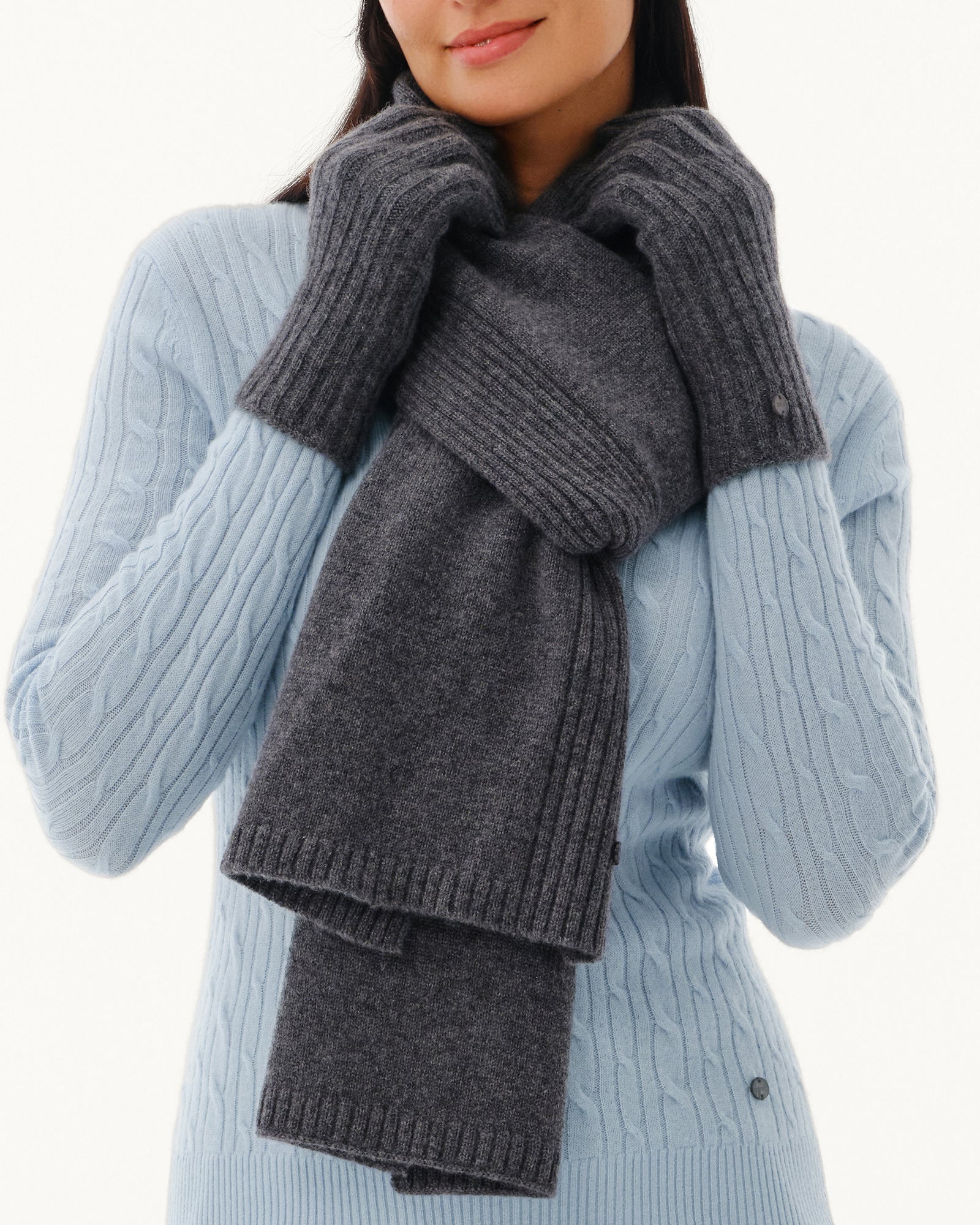 Women's 100% Pure Cashmere Ribbed Scarf