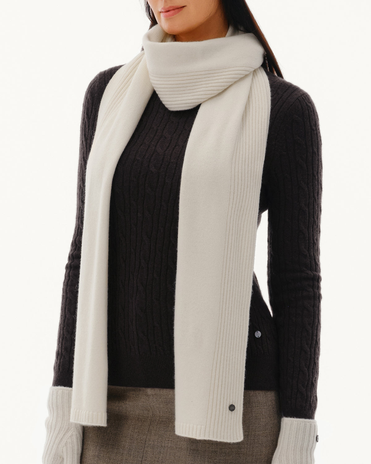 Women's 100% Pure Cashmere Ribbed Scarf